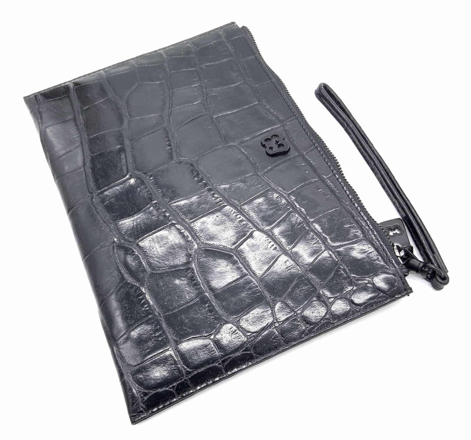 ERIC JAVITS Black Croc Wristlet W/ Original Box (1 of 17)