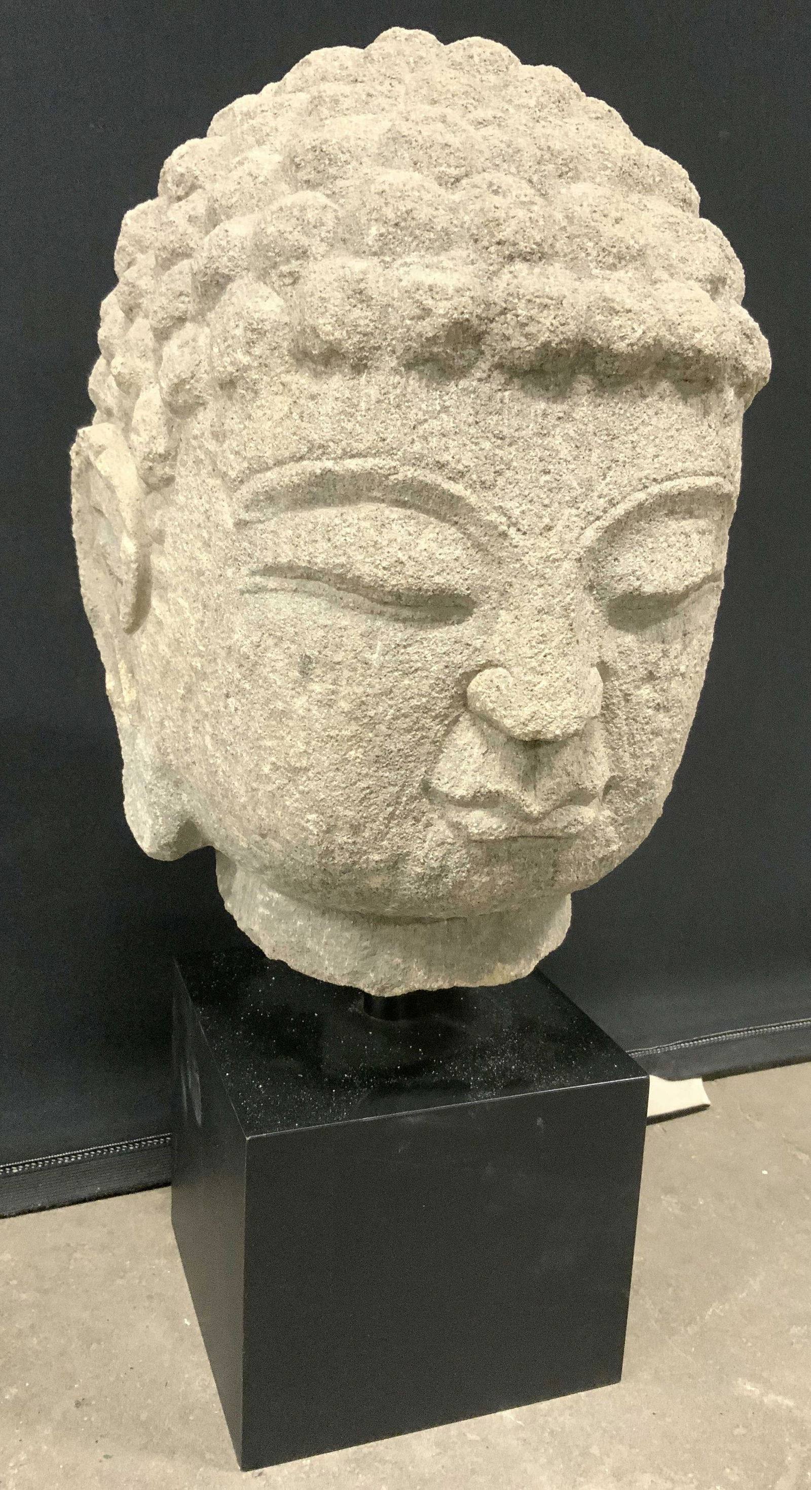 Chinese Carved Stone Buddha Head Sculpture (1 of 10)