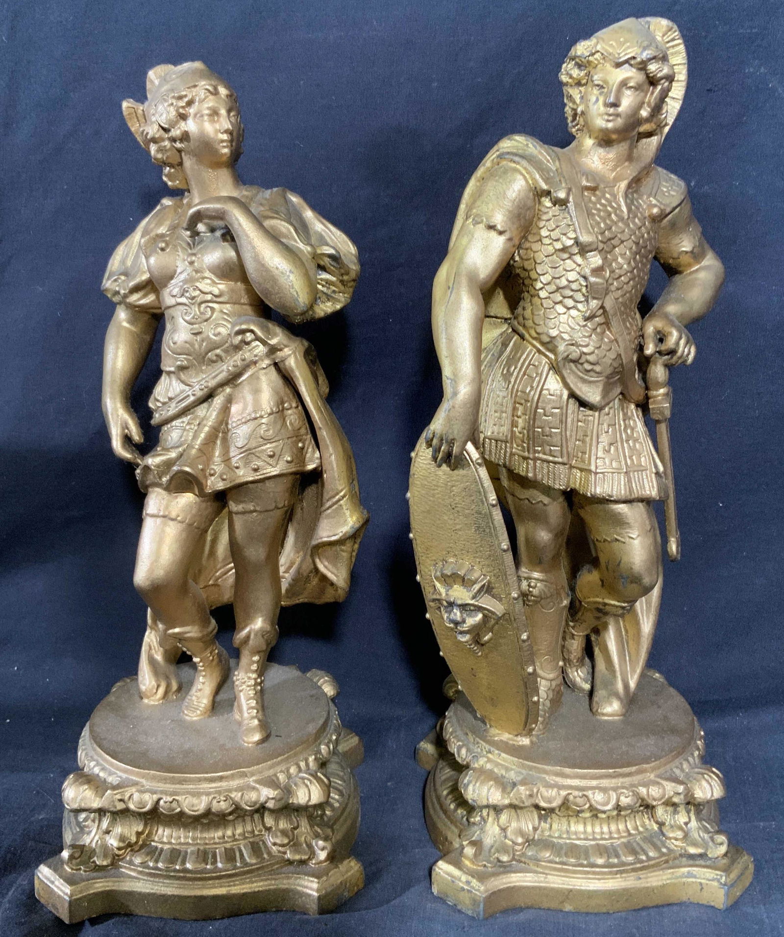 Pair Metal Greco Roman Tabletop Sculpture (1 of 14)