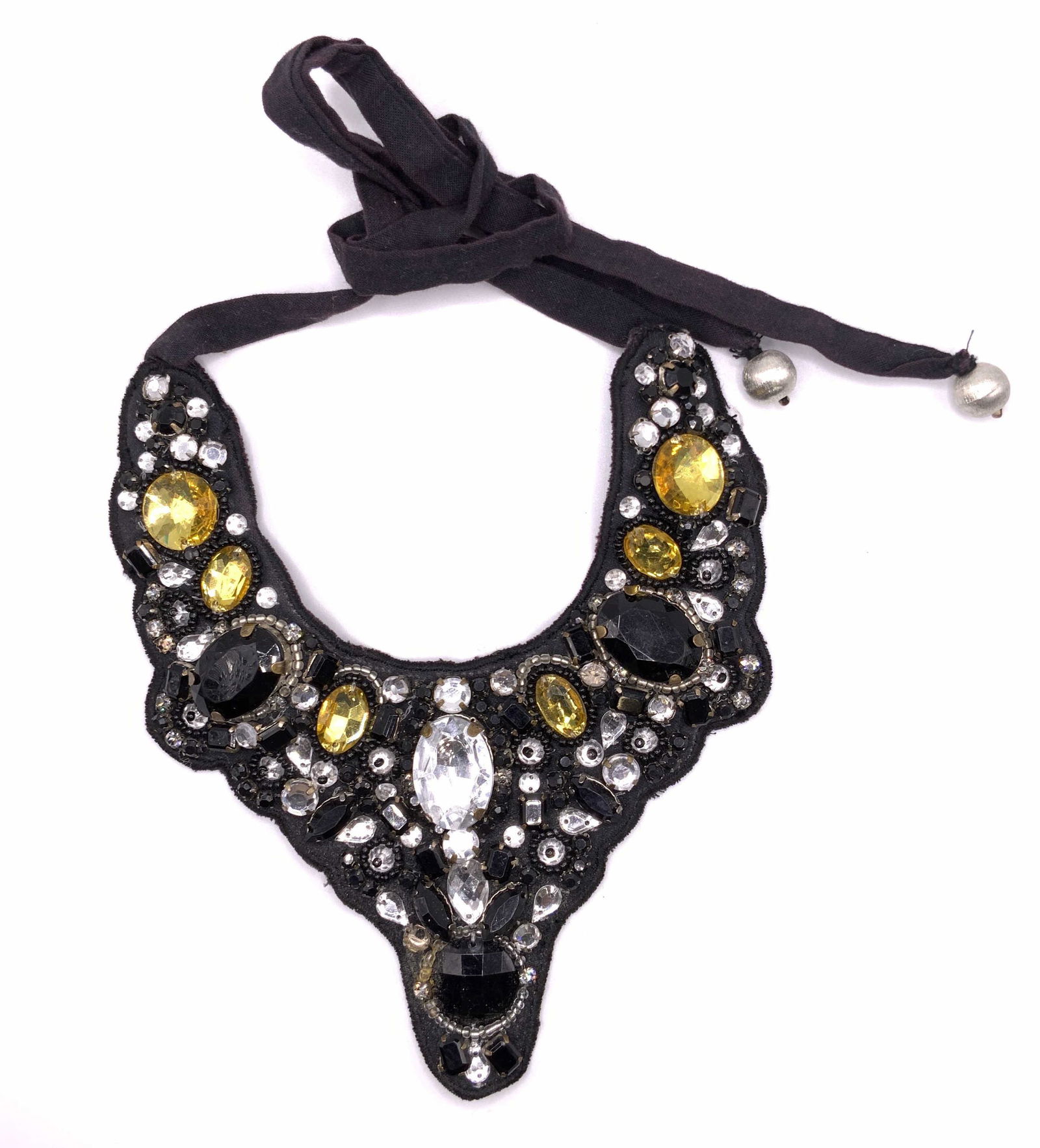 Vintage Bejeweled Fabric Bib Necklace, Jewelry (1 of 14)