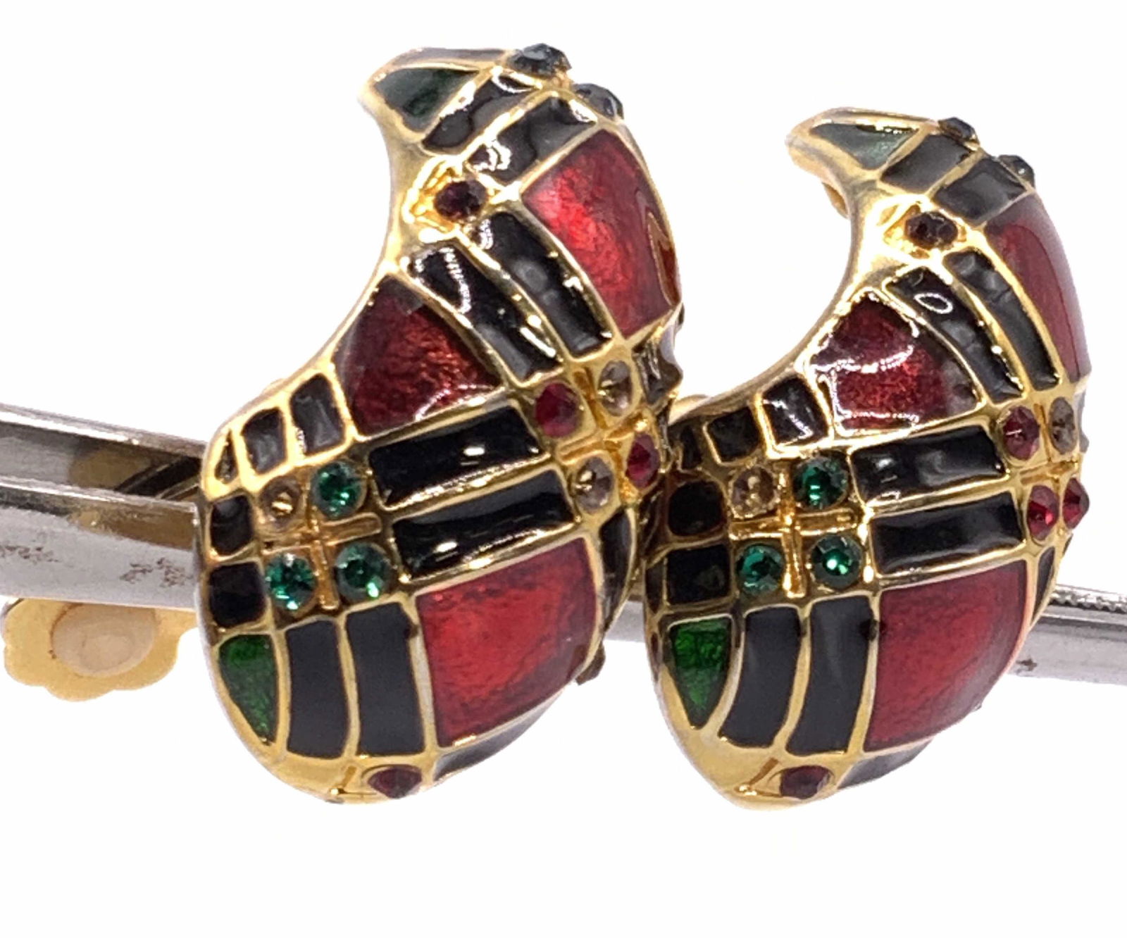 Vintage Enamel Clip On Statement Earrings (1 of 12)