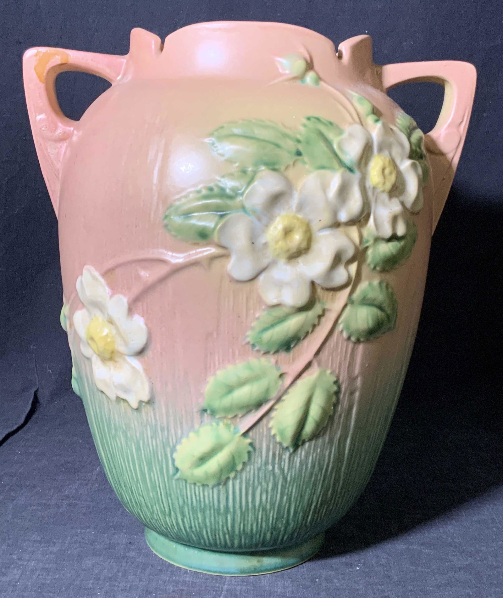 Roseville U.s.a 13 Inch Ceramic Floral Vase