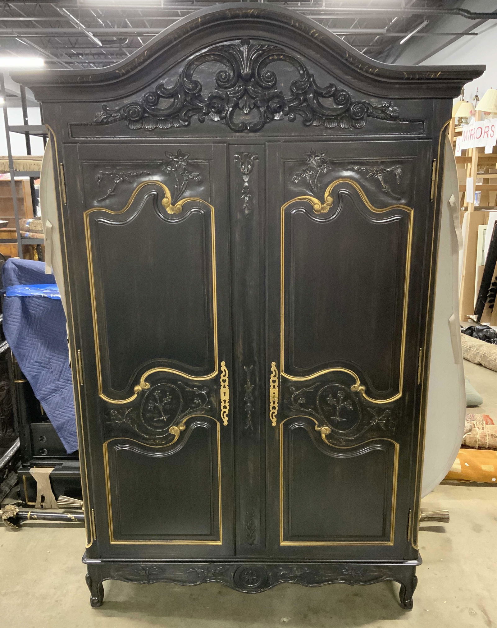 Vintage Carved Wooden Wardrobe W Key (1 of 13)
