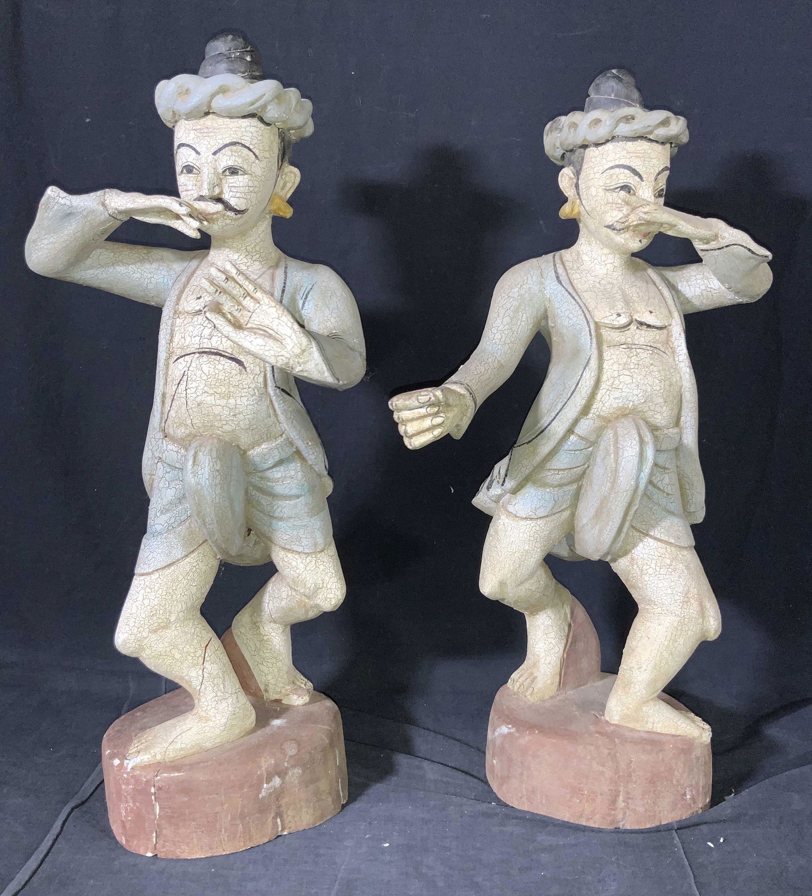 2 Wooden Asian Dancing Figures (1 of 13)