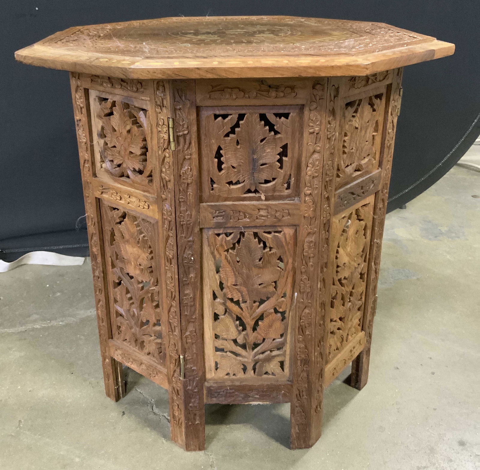 Vintage Moorish Side Table W Brass Inlay (1 of 10)