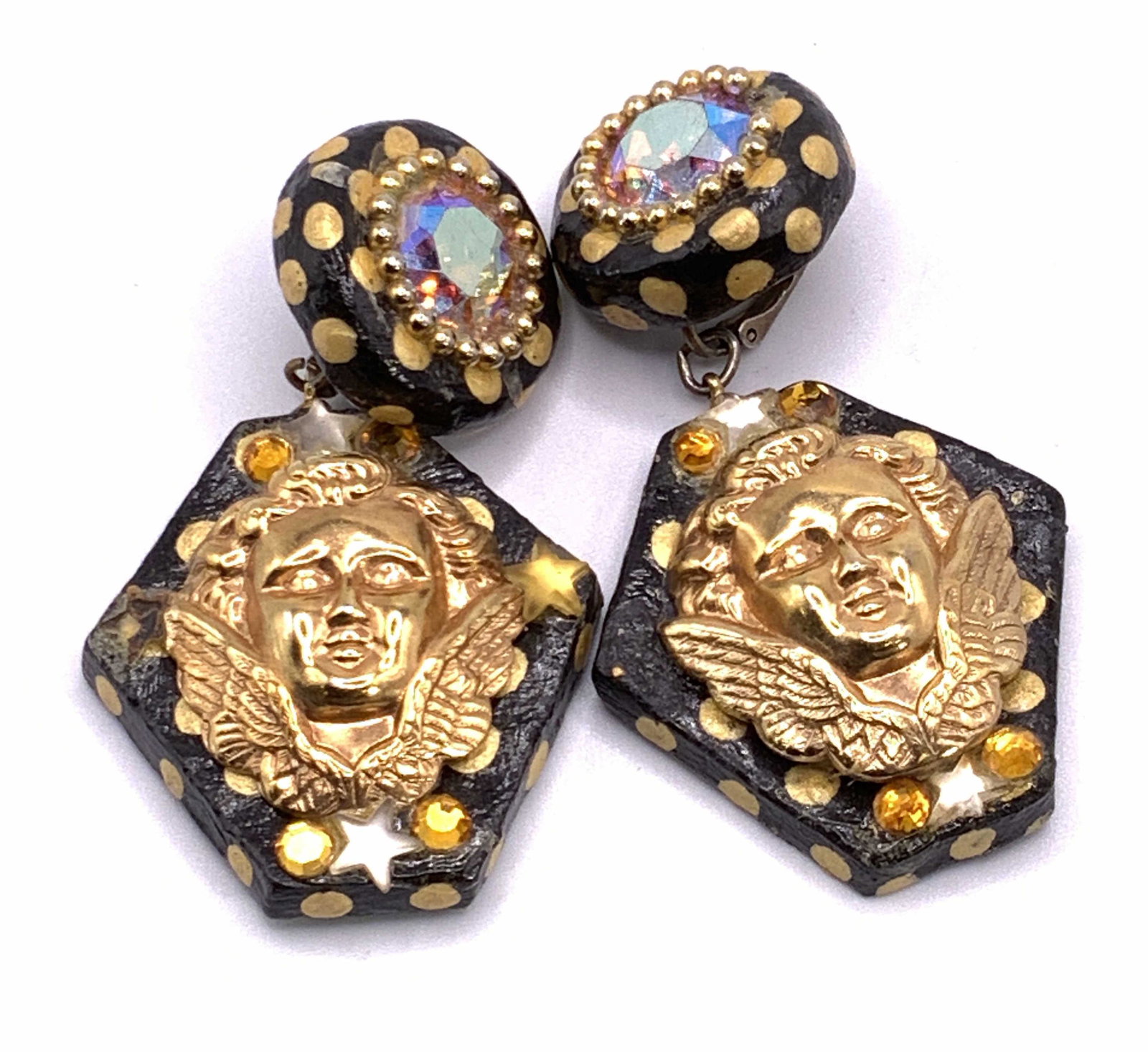 Vintage Signed Handmade Statement Clip On Earrings (1 of 13)