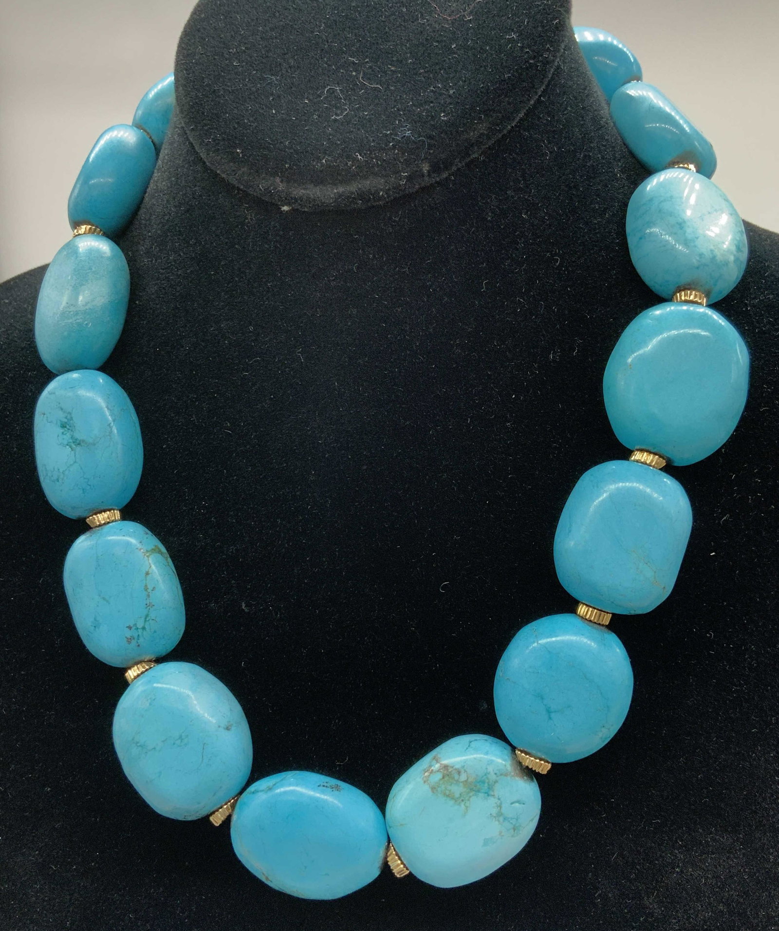 Chunky Turquoise Stone Choker Necklace (1 of 4)