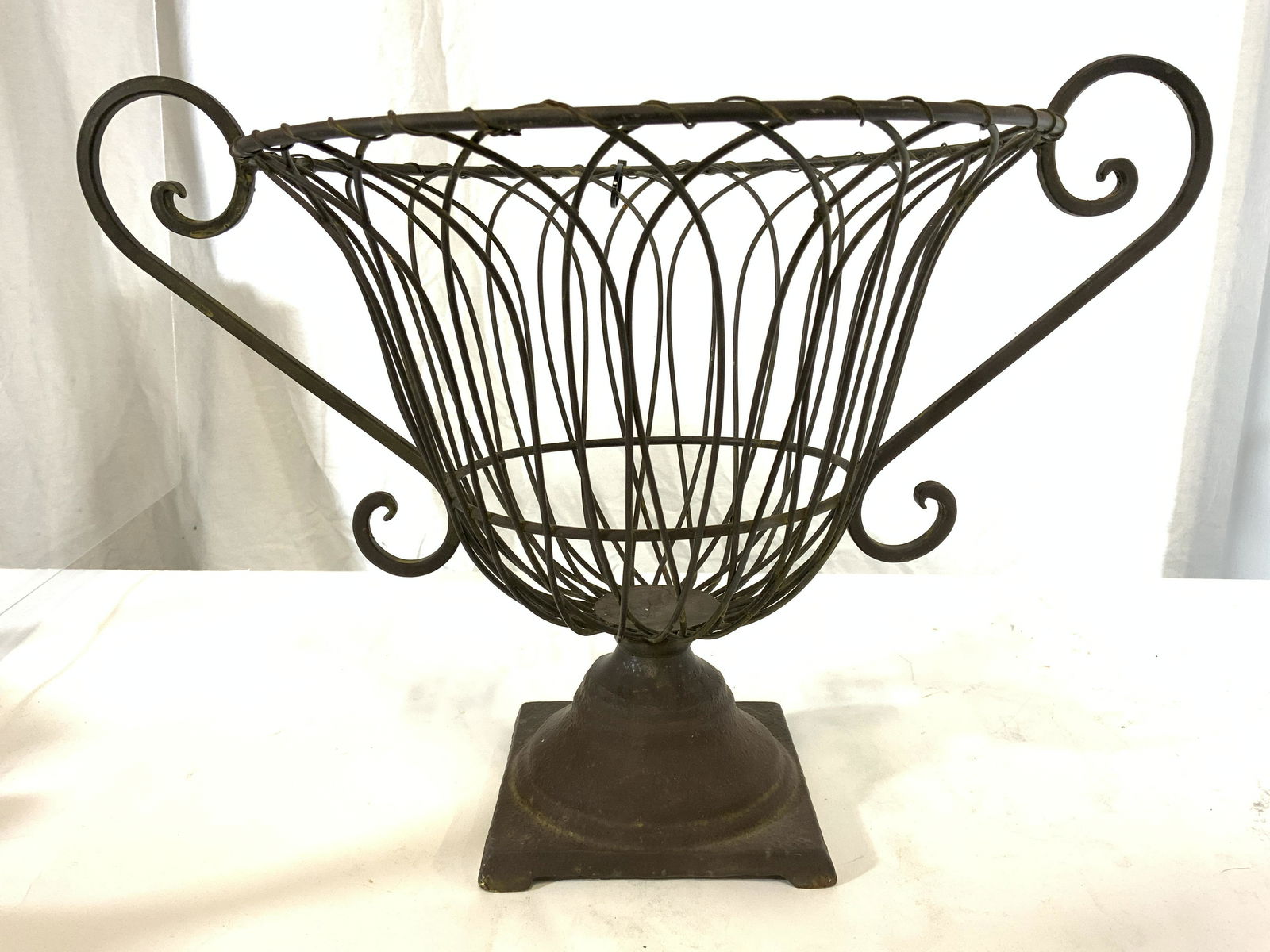 Vintage Urn Shape Metal Planter Stand W Handles (1 of 10)