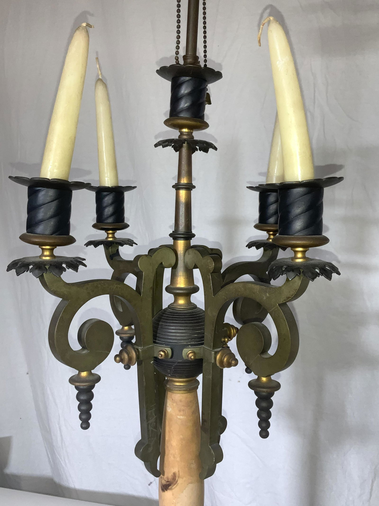 Mid Cent Cast Iron Regency Candelabra Lamp (1 of 9)