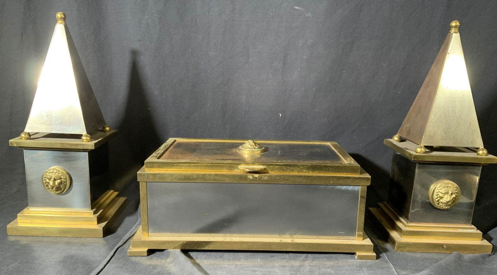 Set 3 Vintage Garnitures, Obelisk and Chest, Italy (1 of 14)