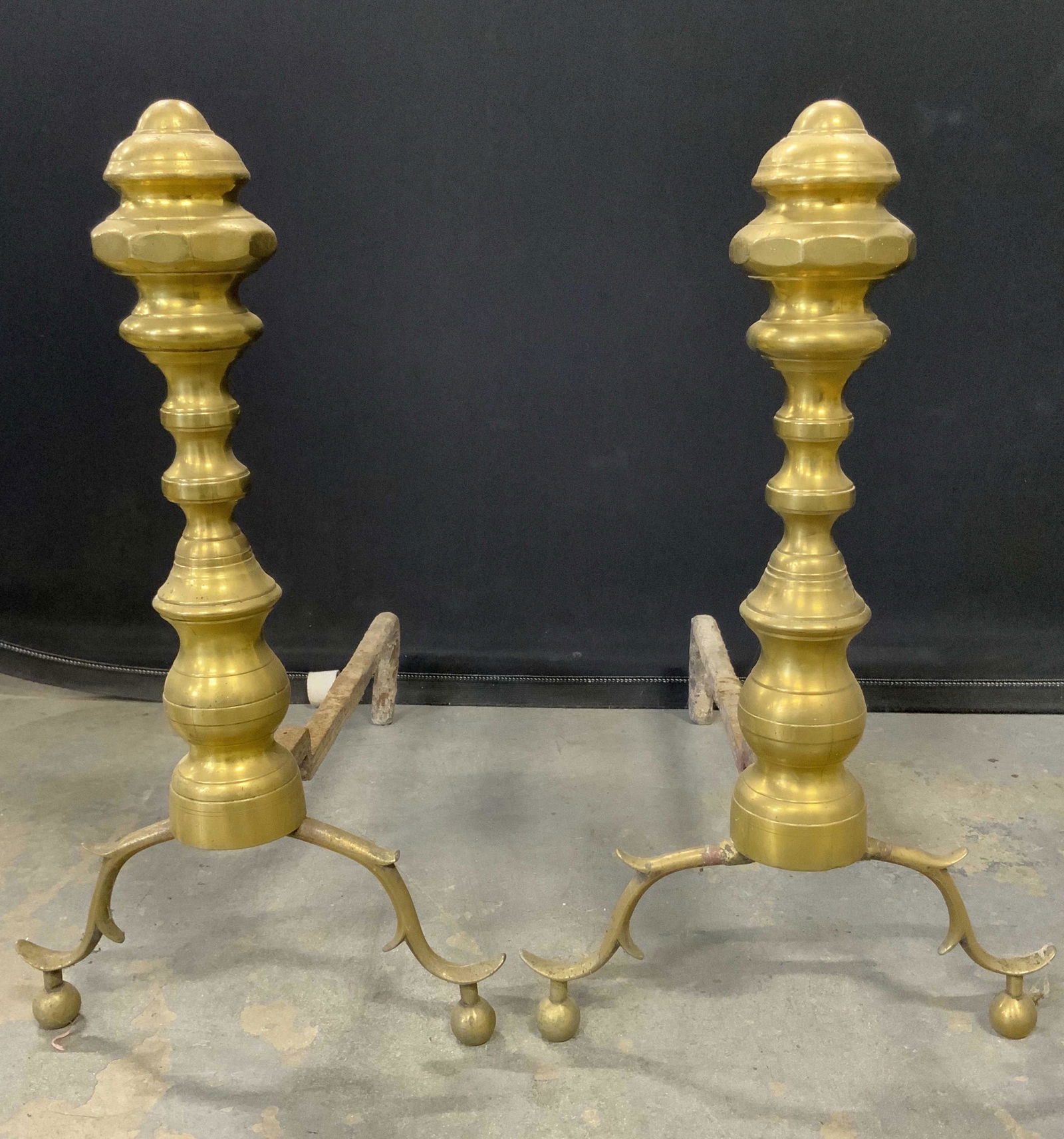 Antique Brass & Iron Fireplace Andirons (1 of 8)