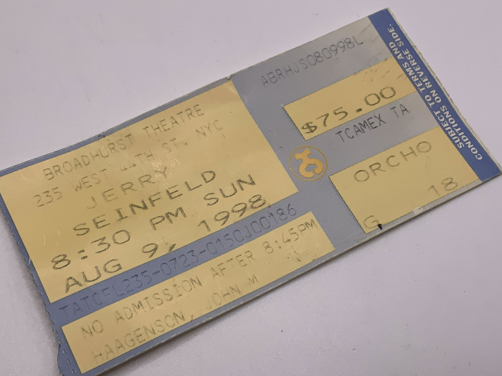 Collectible Jerry SEINFELD Broadway Ticket, 1998 (1 of 5)