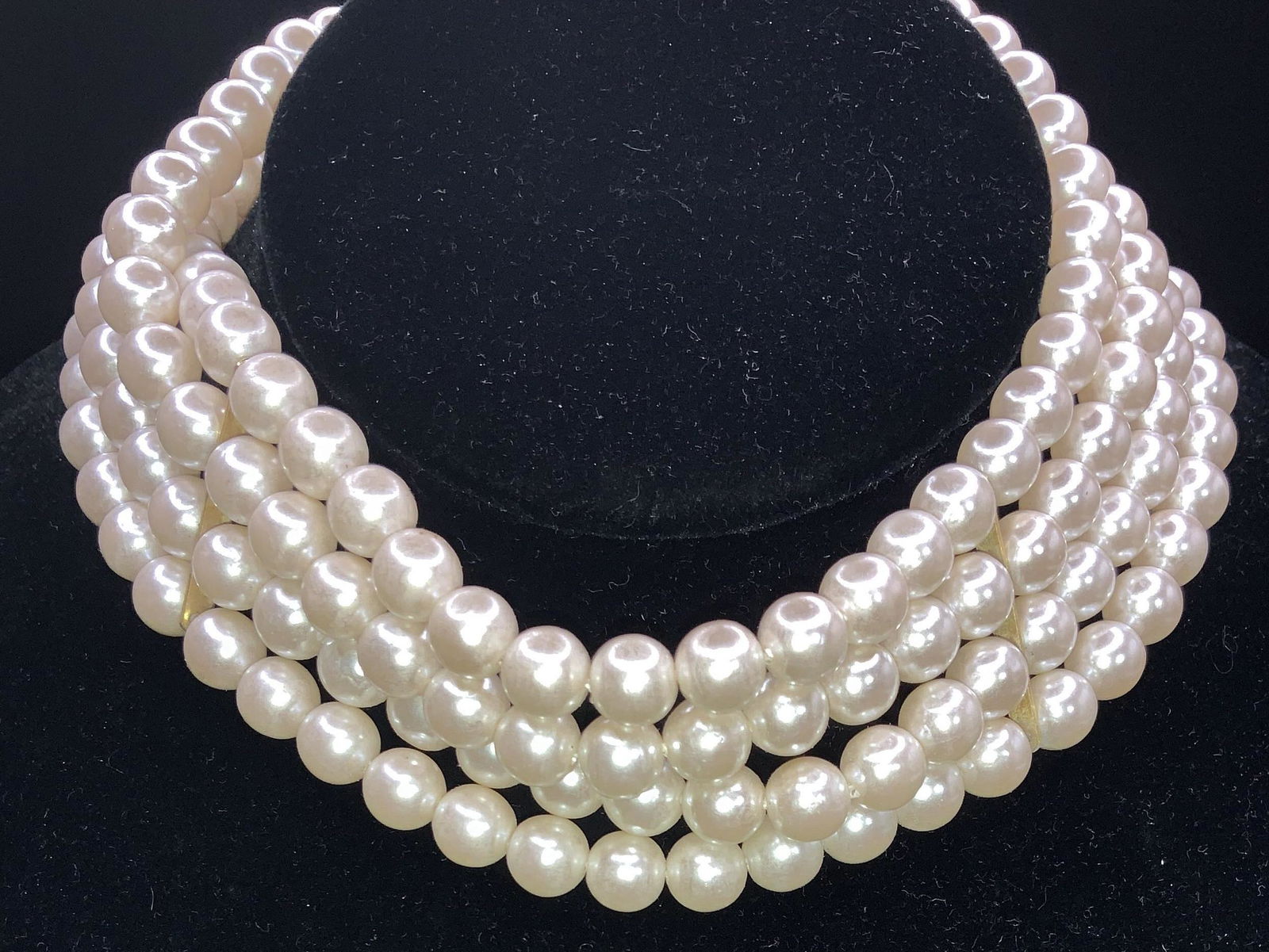 Quad Strand Pearlescent Cocktail Necklace (1 of 6)