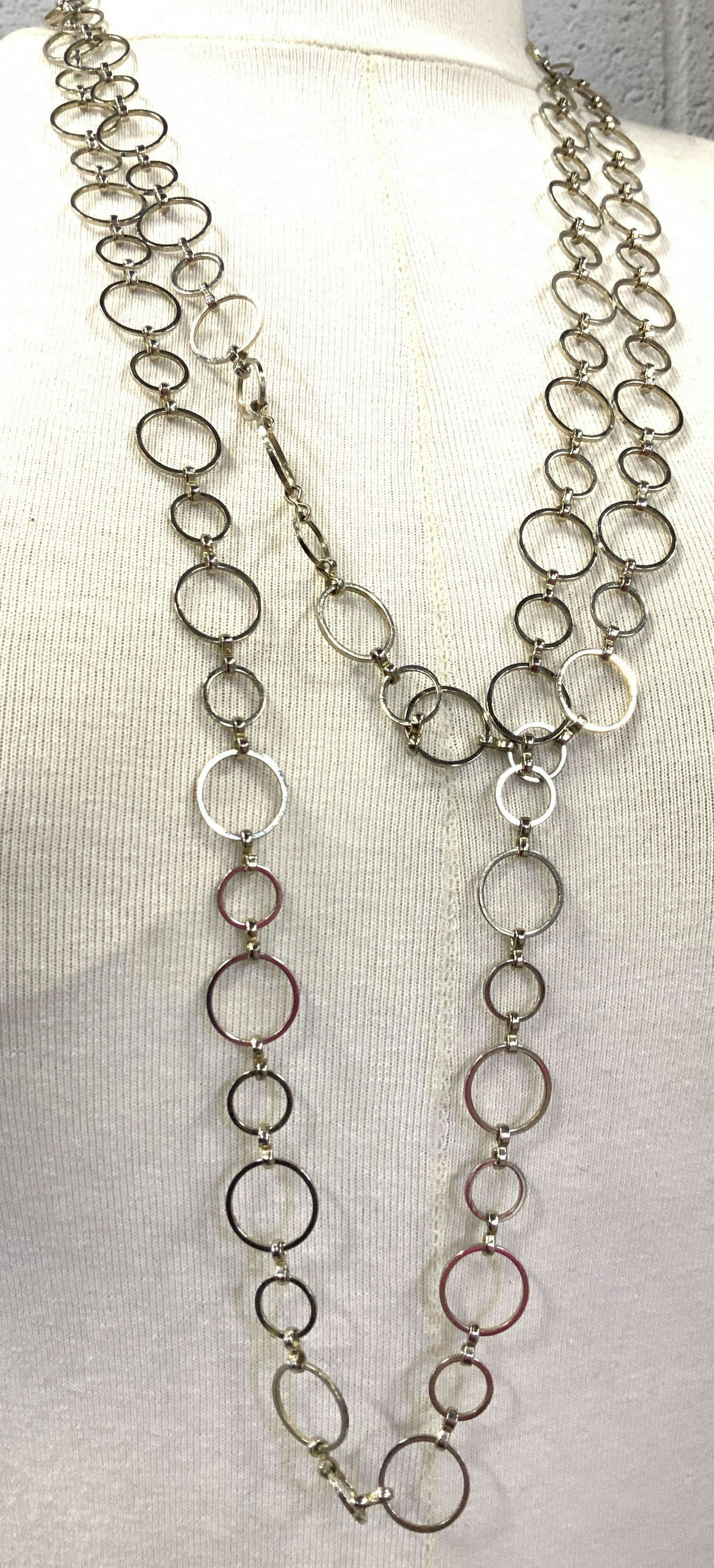 Open Circle Rope Length Silver-tone Necklace (1 of 5)