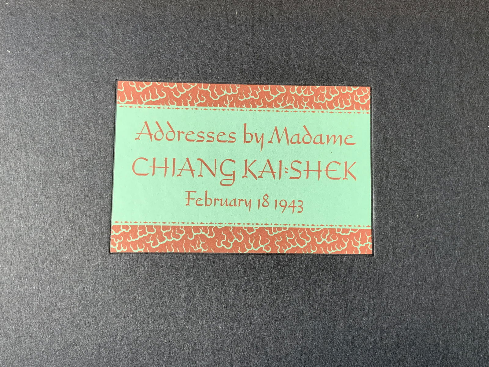 ADDRESSES BY MME. CHIANG KAI SHEK OVERBROOK PRESS (1 of 11)