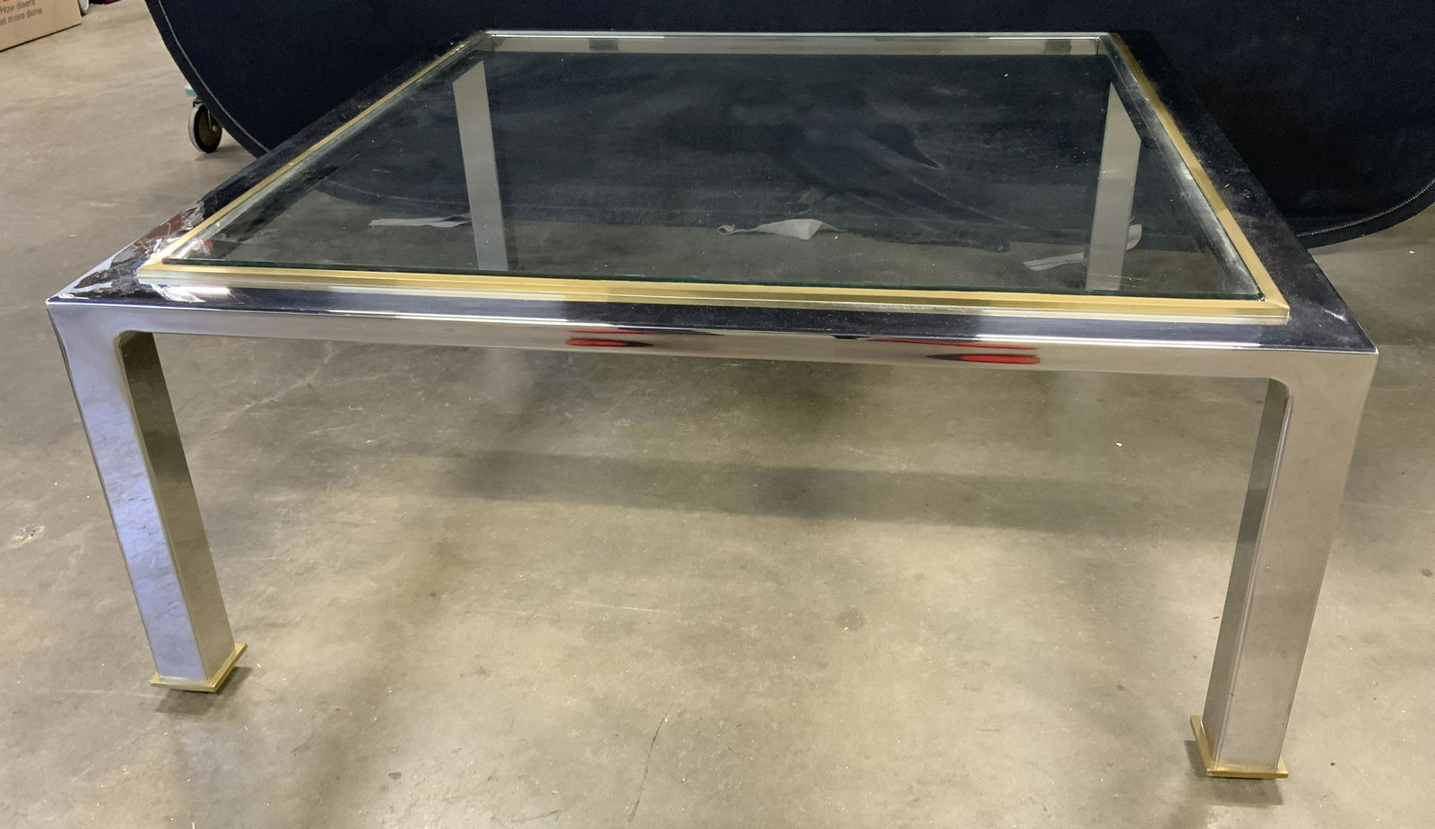 Vntg Chrome Framed Glass Topped Coffee Table (1 of 10)