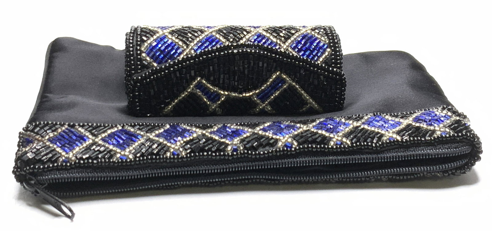 Vintage Satin Style Seed Beaded Clutch (1 of 8)