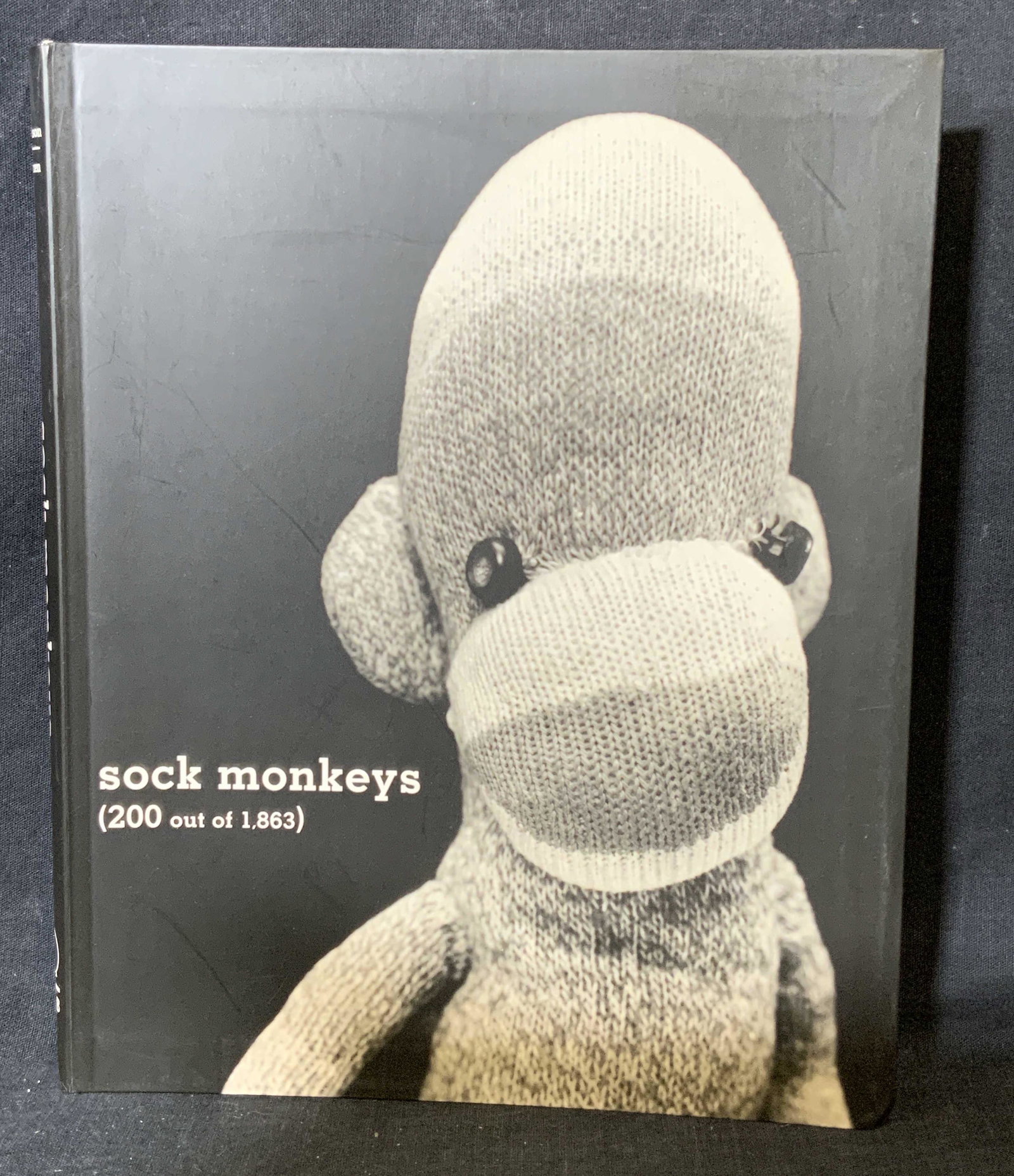 Sock Monkeys Photographs of 200 Monkeys: Sock Monkeys Photographs of 200 Monkeys, Arne Svenson and Ron Warren, signature eligible dated 2003, printed by Ideal World Books, measures 8 1/4 x 10 inches x 3/4 inches, wear consistent with age and