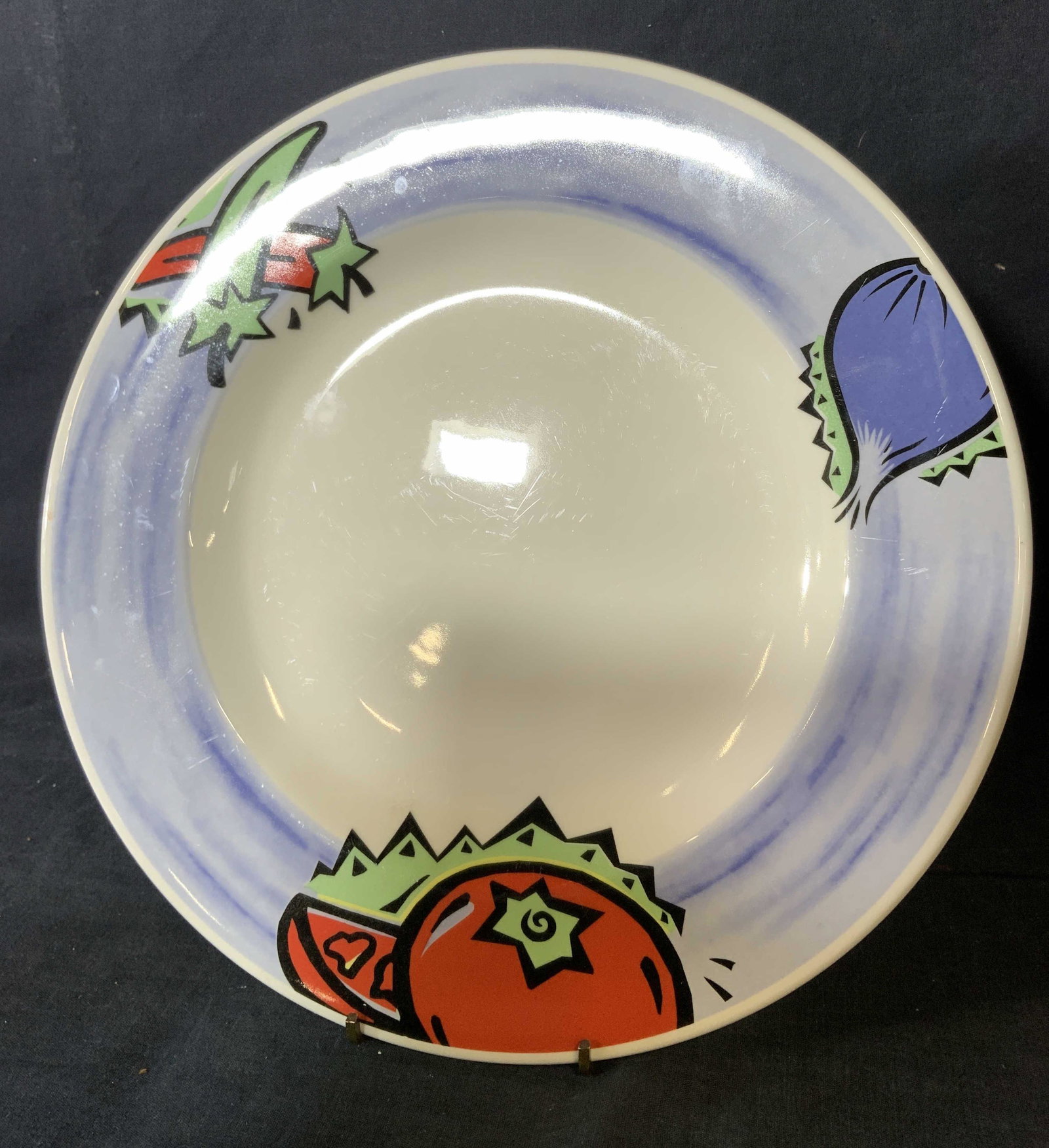 SYRACUSE CHINA Vegetable Motif Serving Plate: SYRACUSE CHINA Vegetable Motif Serving Plate, measures 12 1/4 inches in diameter, porcelain, ceramic Vessel, porcelainware, housewares, kitchen accessories, tabletop accessories and decor, tableware, 