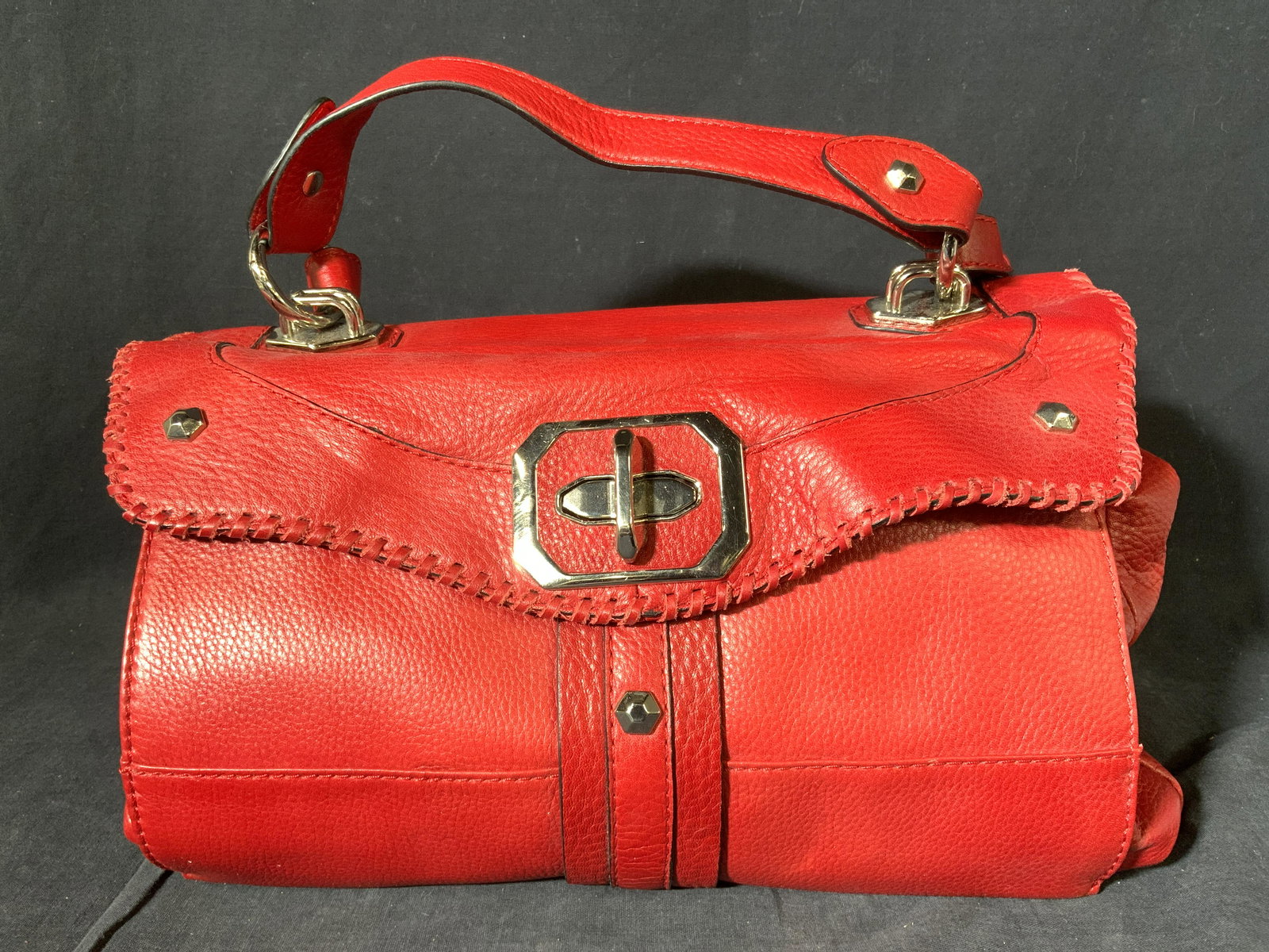 OR BY ORYANY Pebbled Leather Handbag Red (1 of 8)