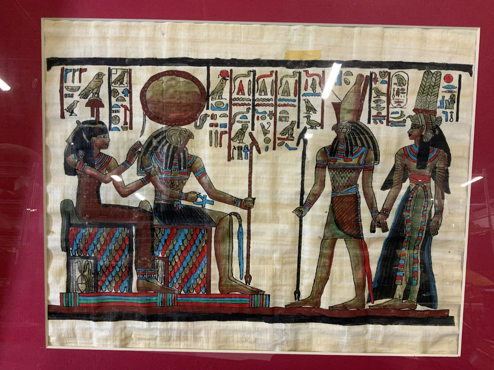 Framed Egyptian Hieroglyph Artwork on Papyrus (1 of 7)