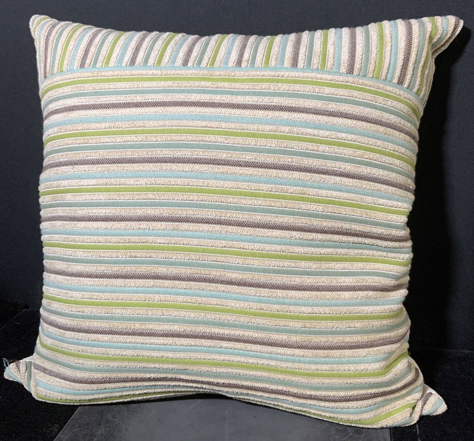 Cream & Green Striped Pillow (1 of 4)