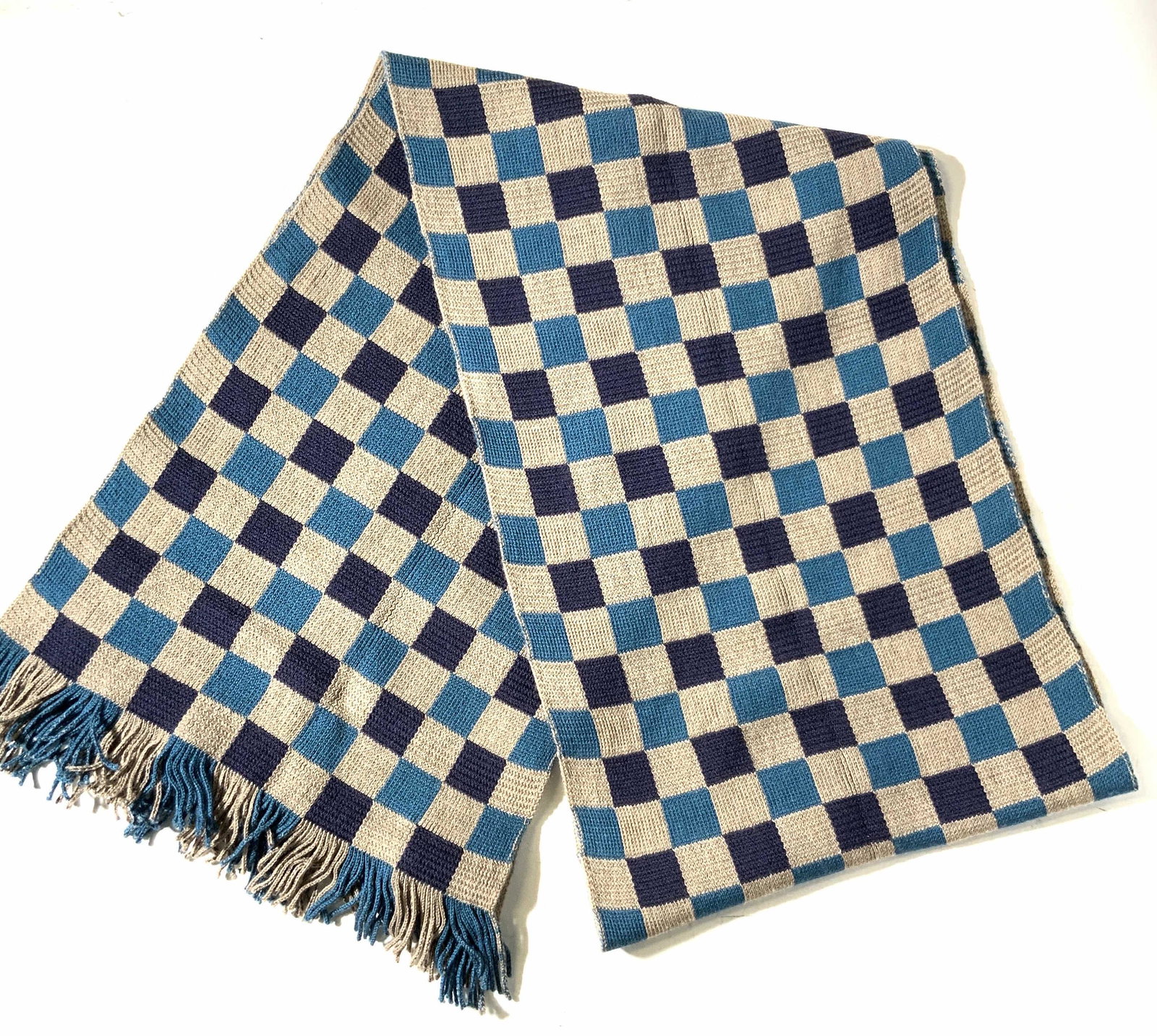 HUGO BOSS Wool Checkered Knitted Scarf (1 of 10)
