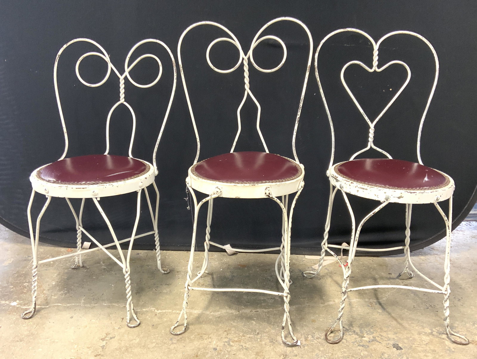 Set 3 Vintage Metal Ice Cream Parlor Chairs (1 of 10)