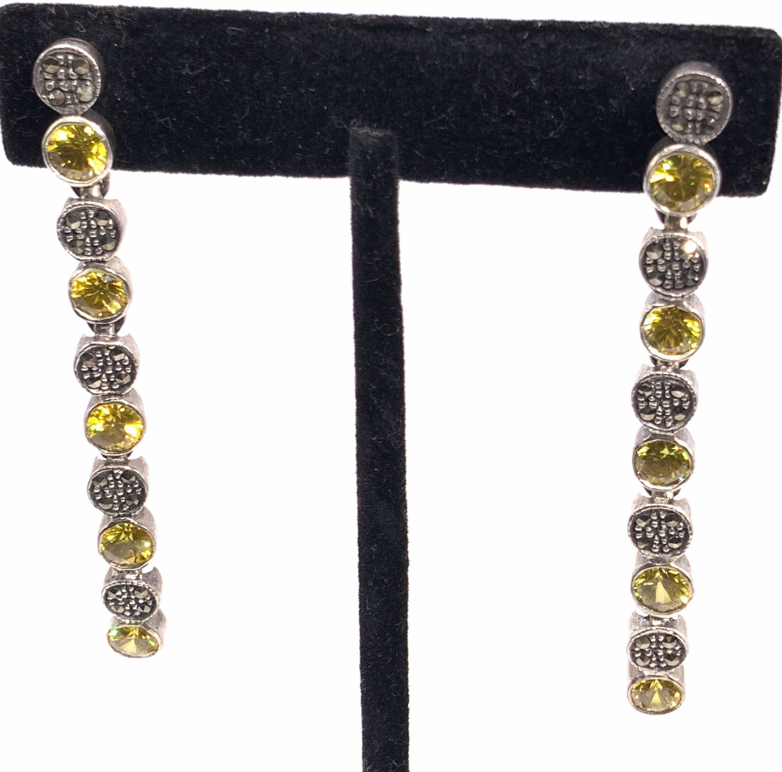 Vintage STERLING SILVER Crystal Dangle Earrings (1 of 9)