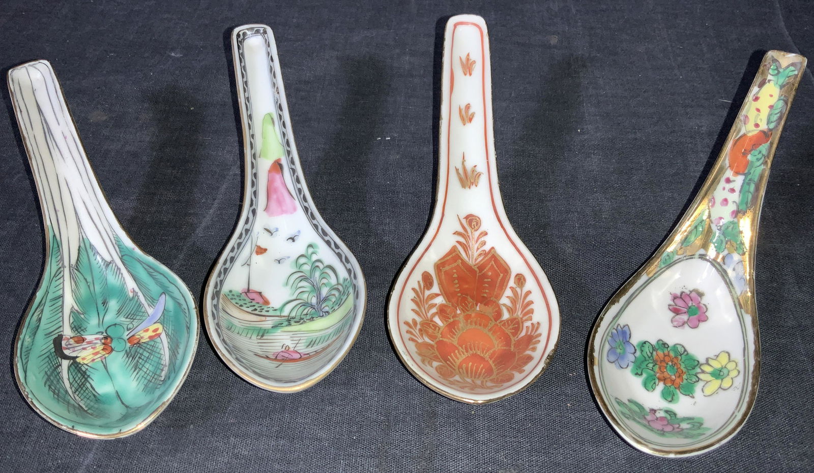 Vintage Hand Painted Porcelain Asian Soup Spoons (1 of 10)