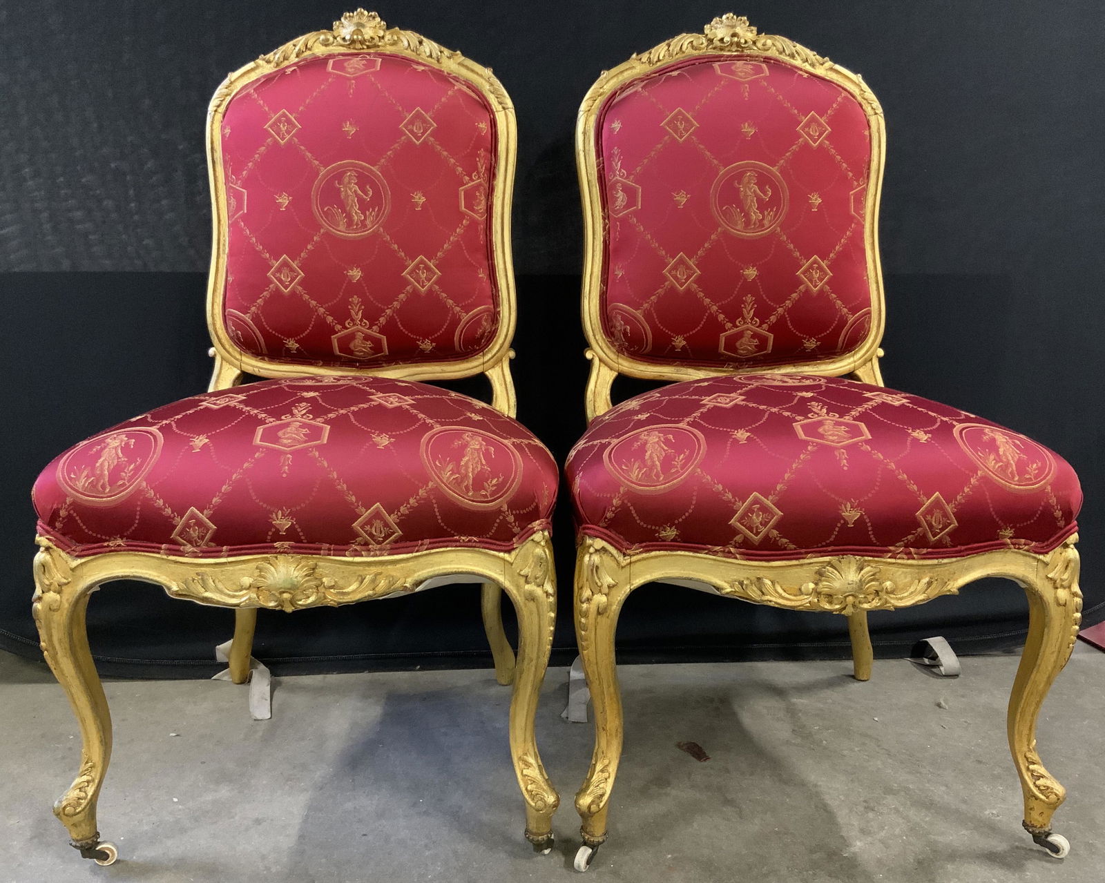 Antique Napolean Upholstered Parlour Chairs France (1 of 16)