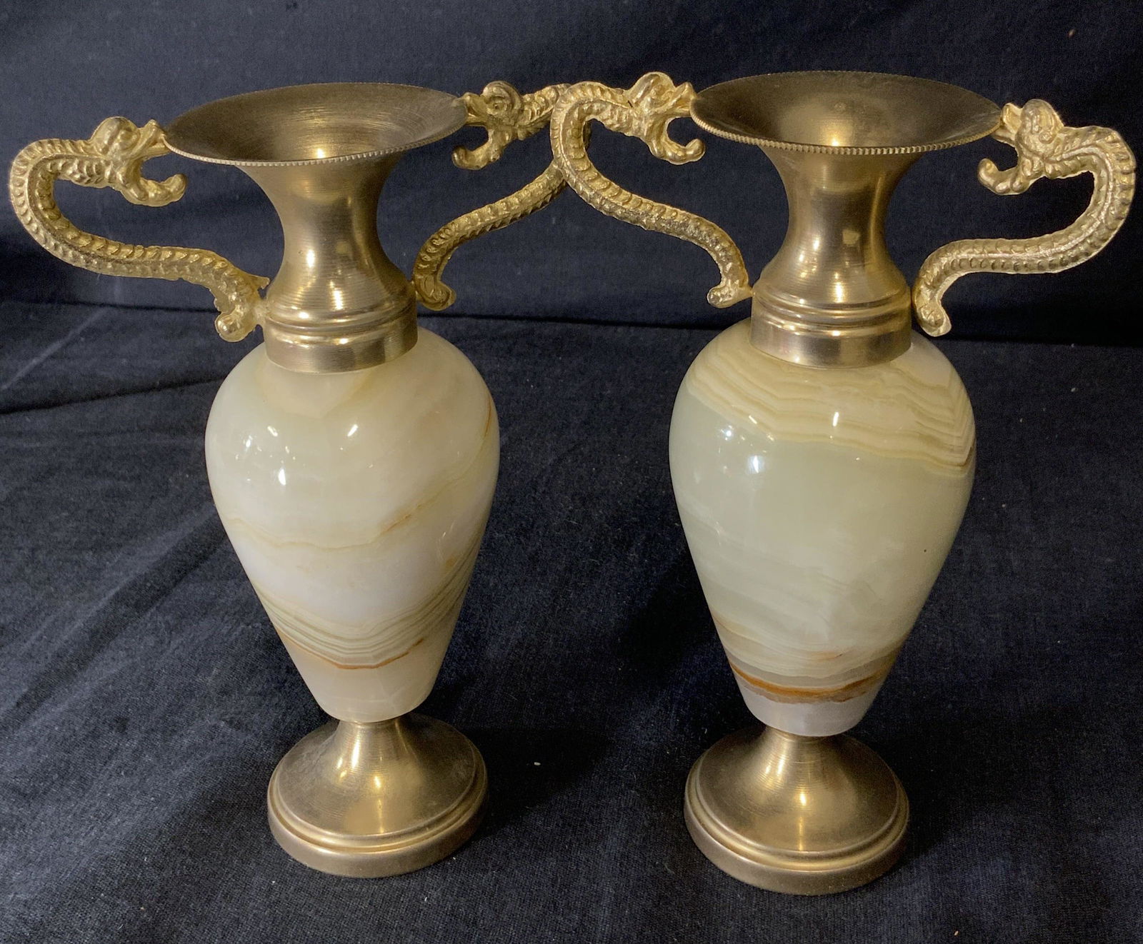 Pair Marble And Gold Decorative Urns, Italy (1 of 10)