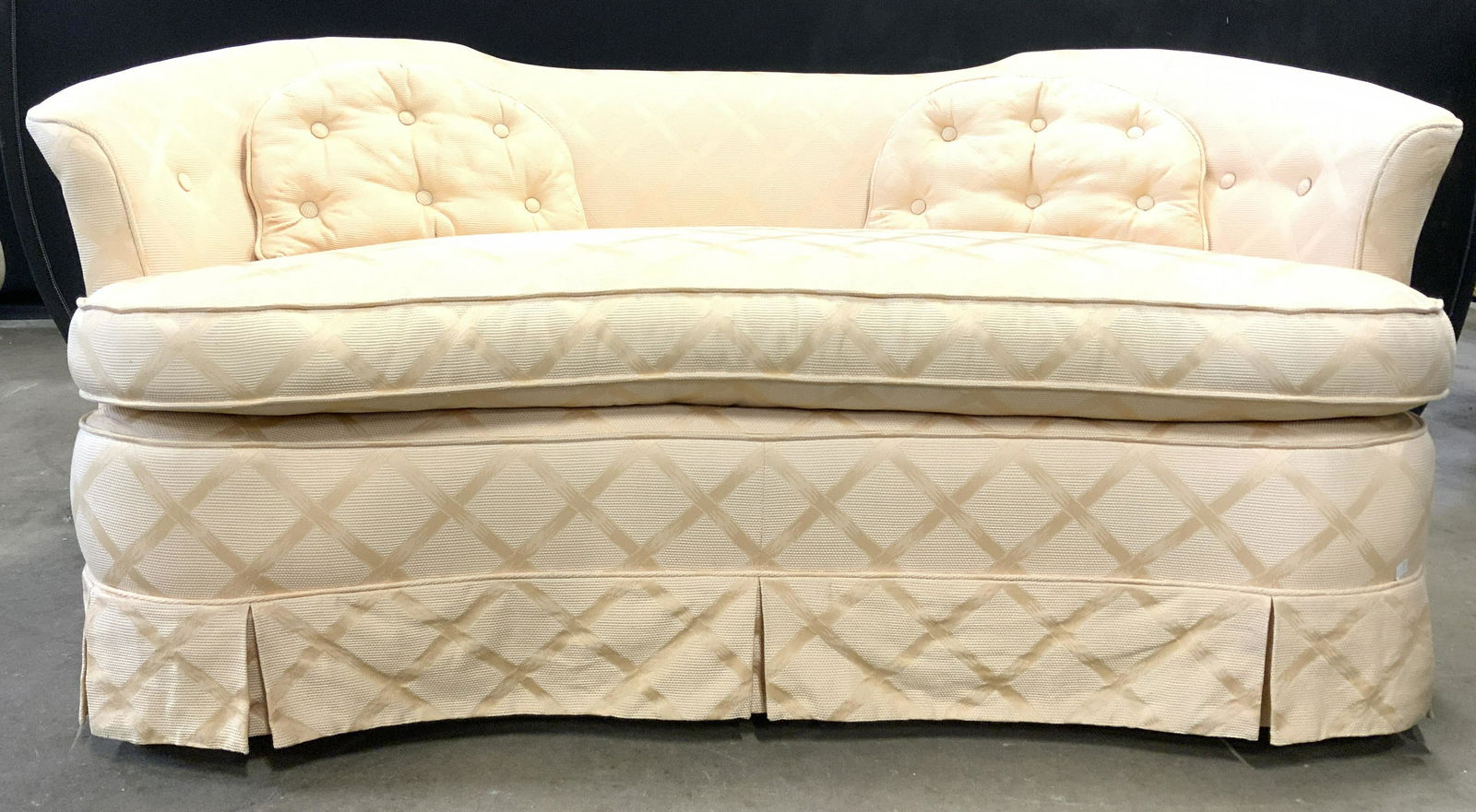 Vntg Silk Upholstered Skirted Loveseat & Pillows (1 of 10)
