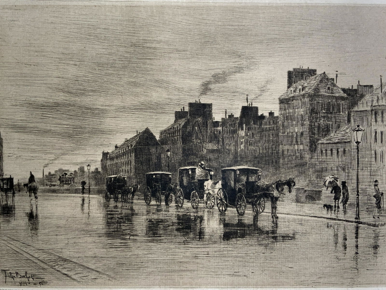 ATTR FELIX BUHOT Signed Etching & Drypoint Artwork (1 of 13)