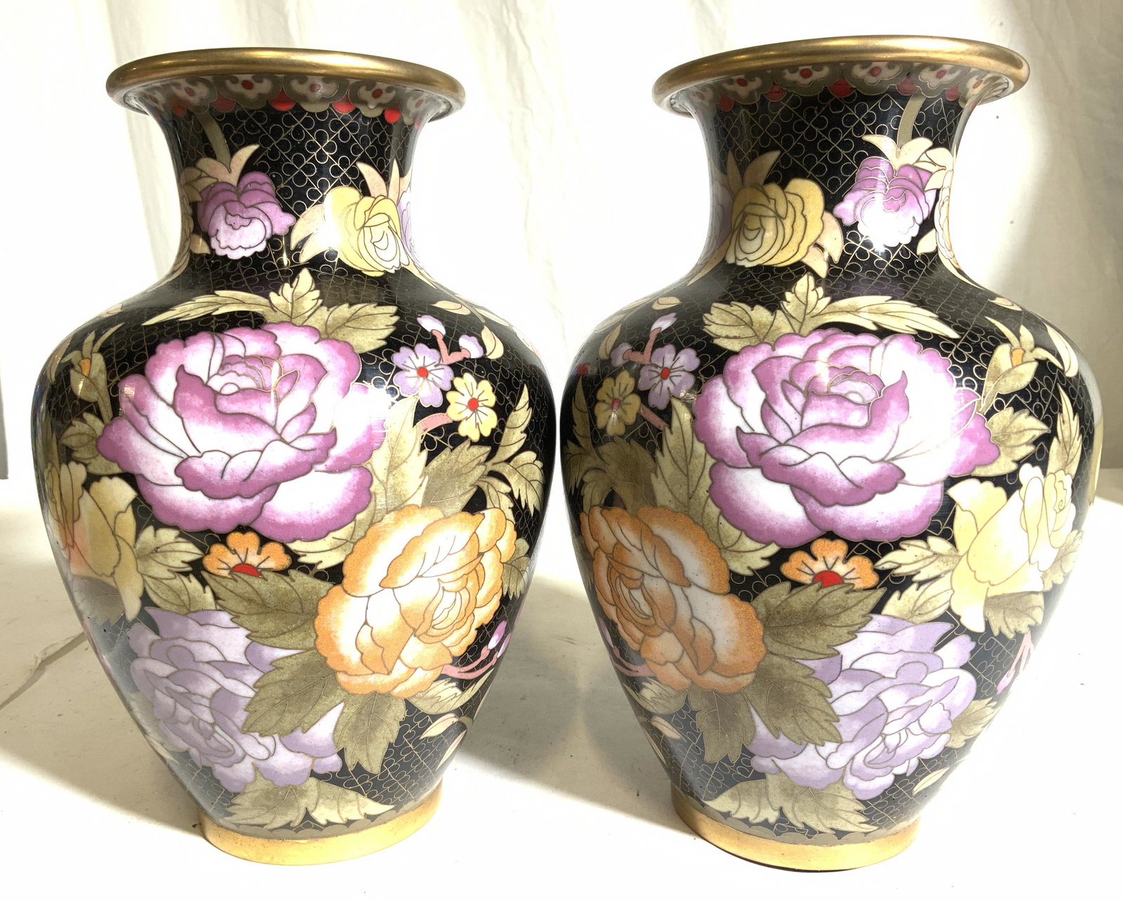 Pair Signed Asian Cloissonne Vases (1 of 10)