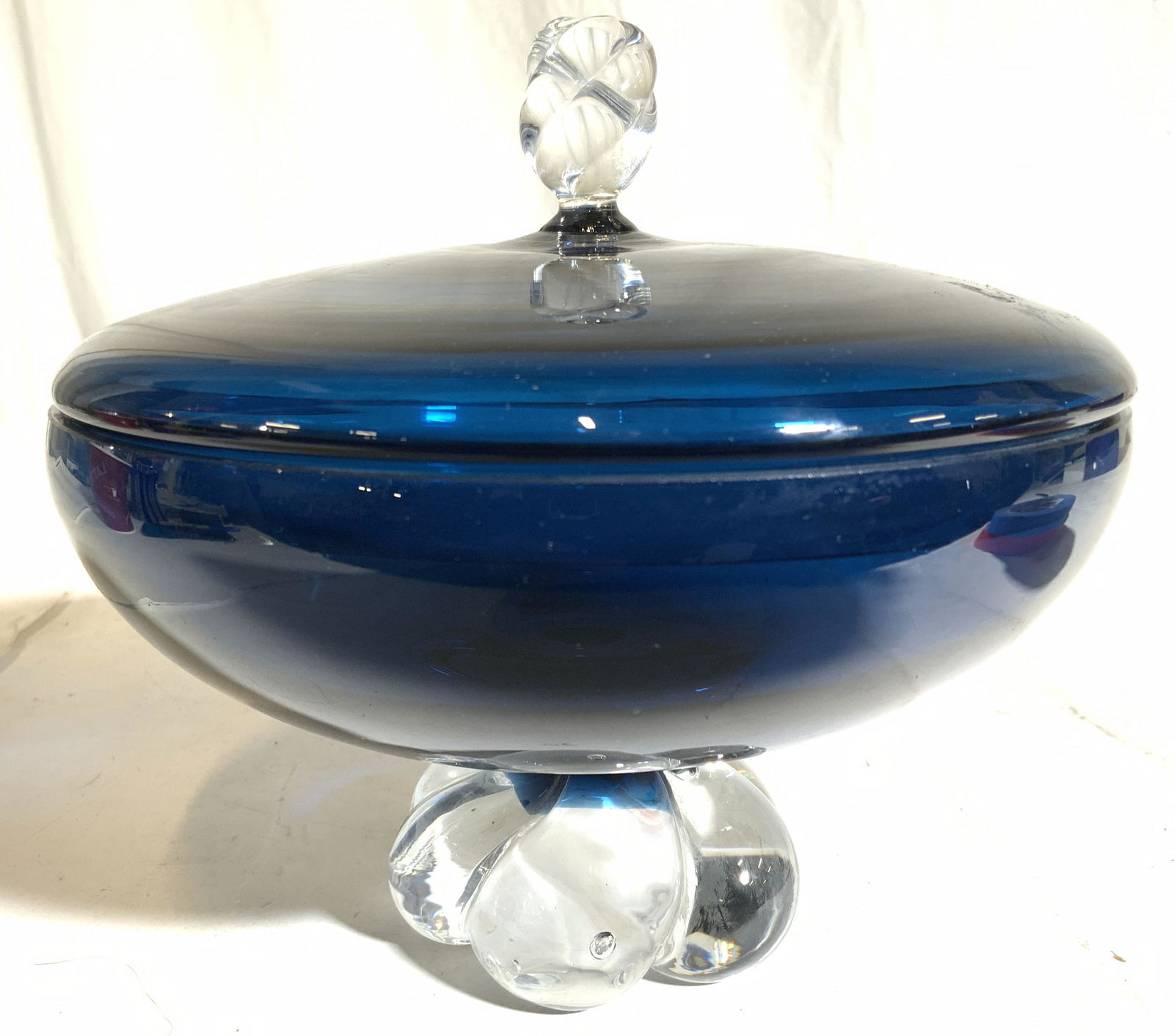 Lidded Art Glass Bowl W Hand Blown Elements (1 of 9)