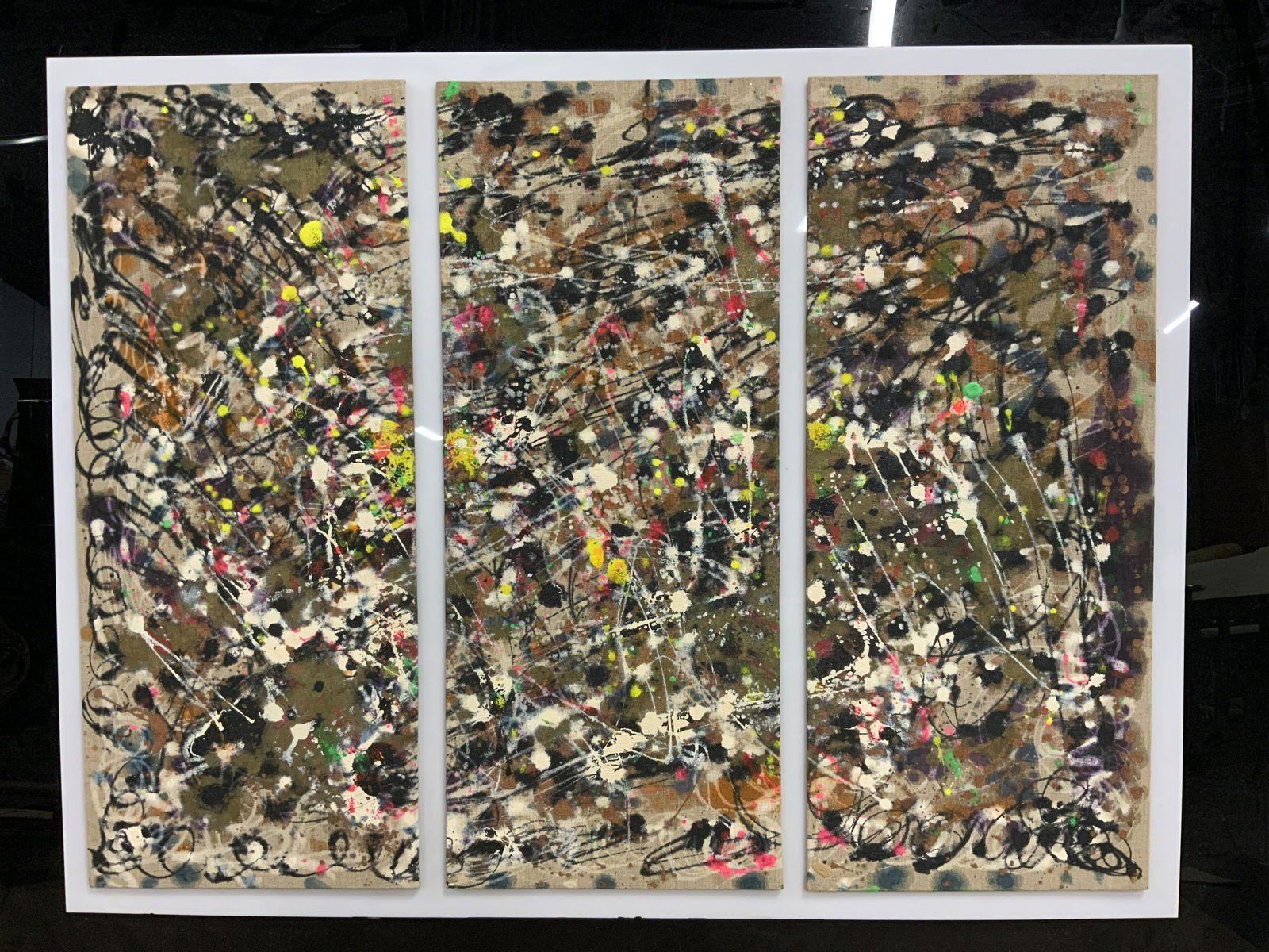 XL Framed Abstract Expressionist Triptych Panels (1 of 11)