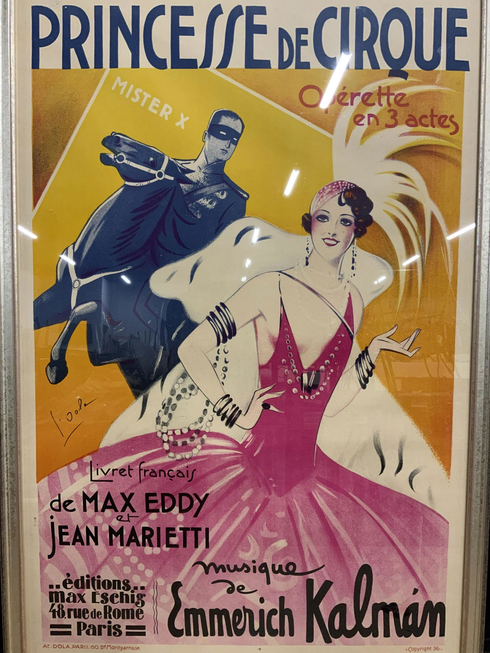 XL Vintage DOLA 1936 French Opera Poster Princess (1 of 11)