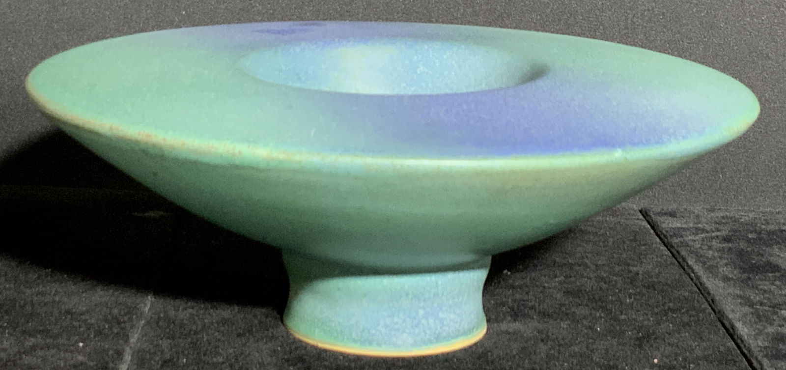 HOFFMAN Signed Vintage Turquoise Pottery Bowl (1 of 11)