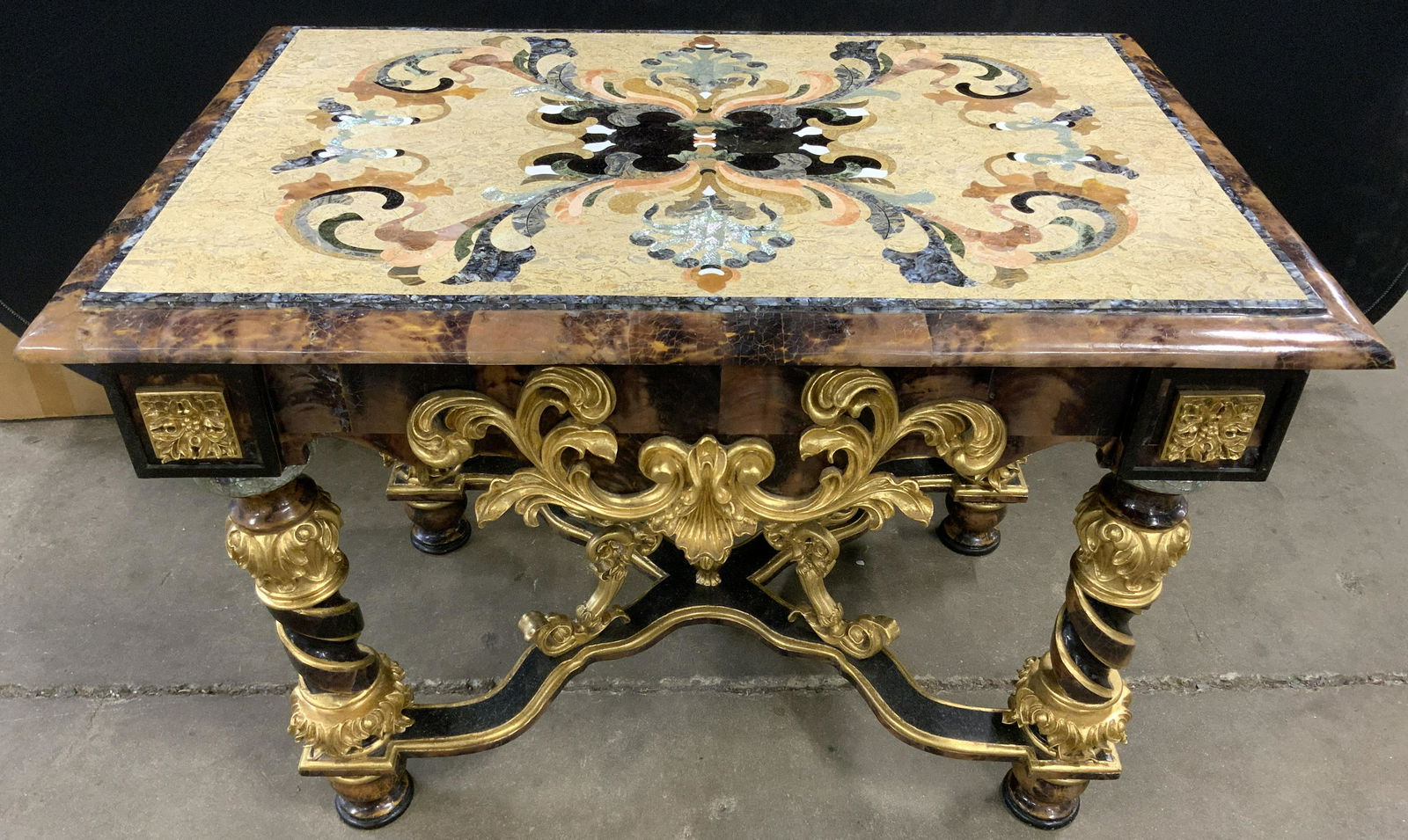 Pietra Dura Inlay Top Over Ornate Rococo Base (1 of 13)