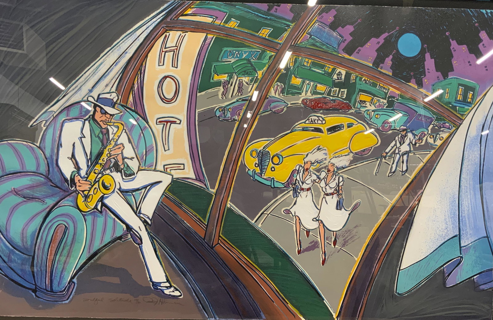 XL Framed Signed Sax Player Lmt Ed Artwork (1 of 15)