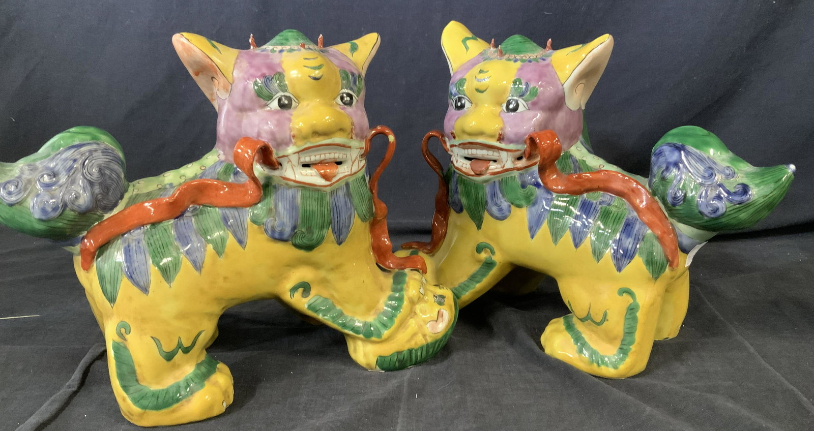 Pair Chinese Fu Dog Temple Lion Porcelain Figurals (1 of 12)