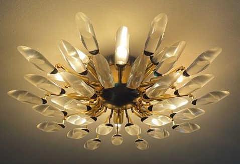 Vintage Mid Century Modern Crystal Ceiling Light (1 of 14)