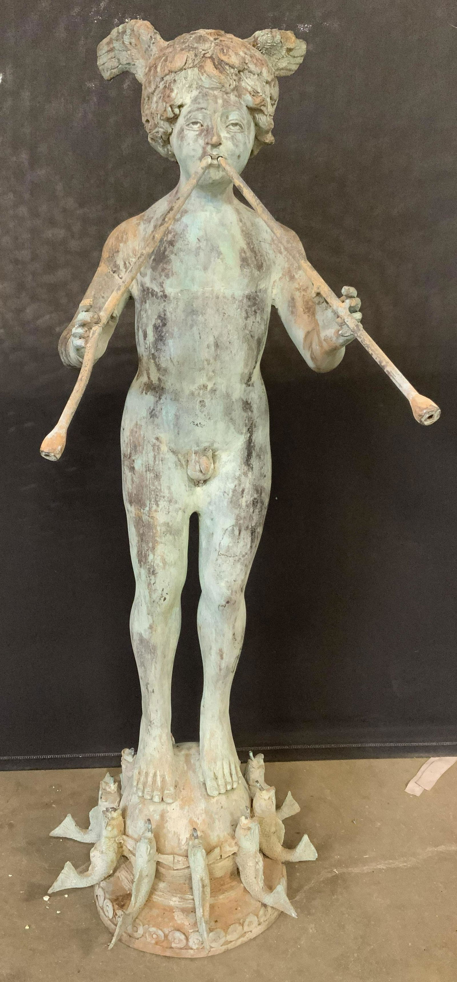 Bronze Mercury God Fountainhead Sculpture 44inH (1 of 17)