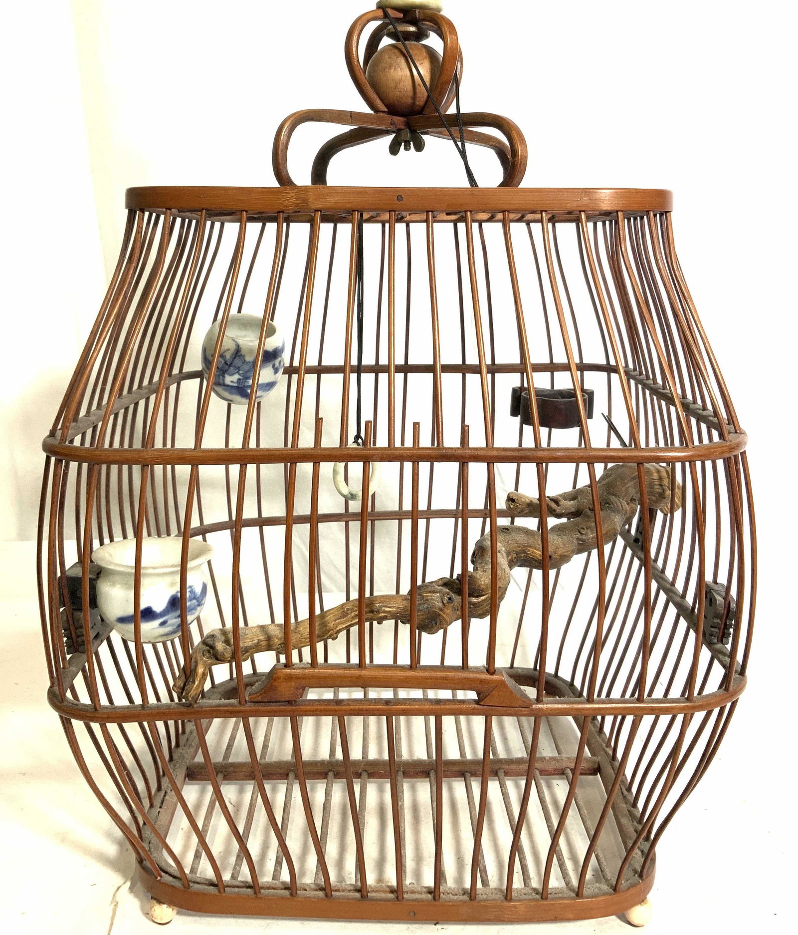 Vintage Bamboo Asian Bird Cage W Hanging Hook (1 of 11)