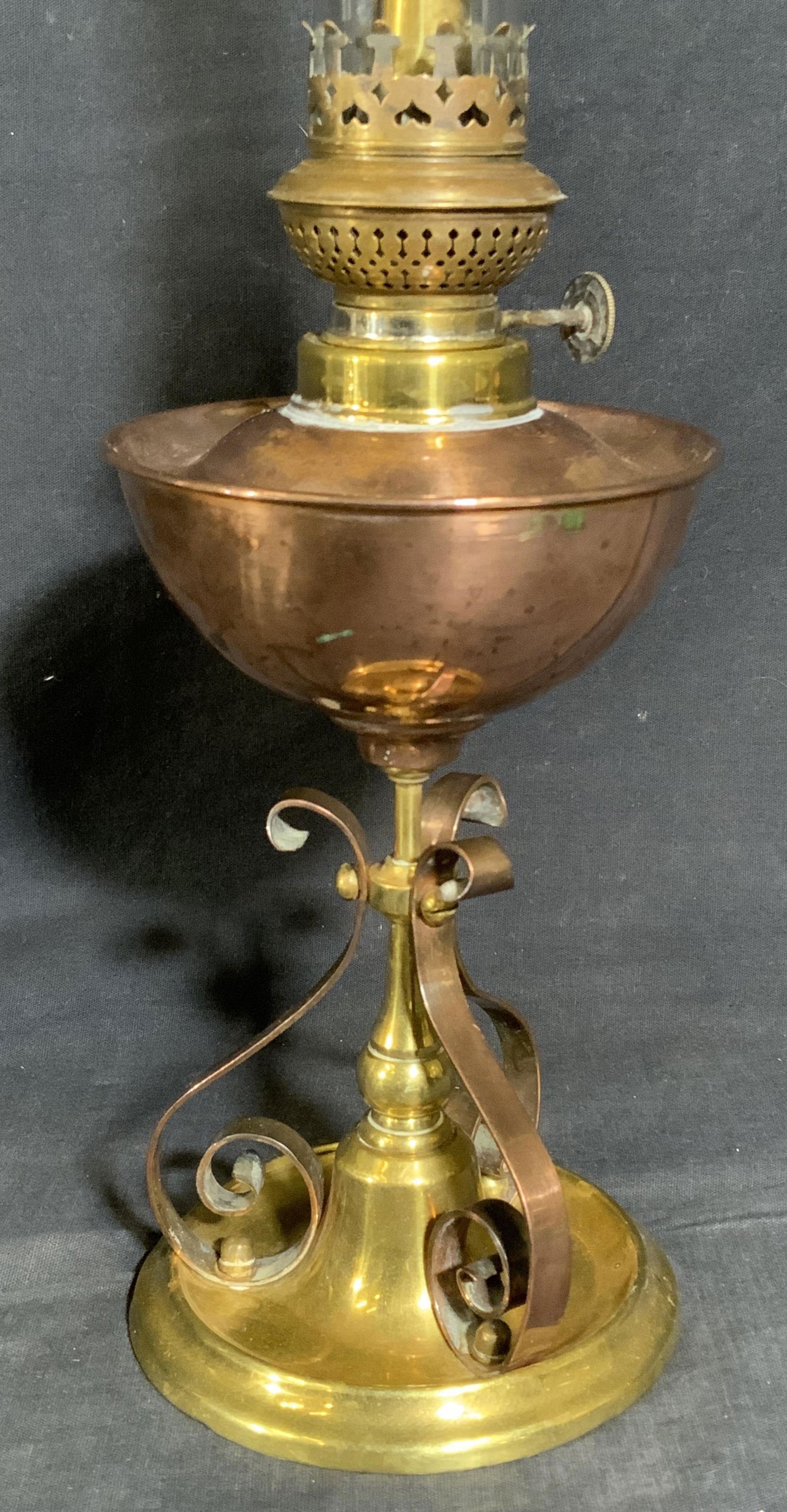 Antique English Copper & Brass Oil Lamp Barnebys