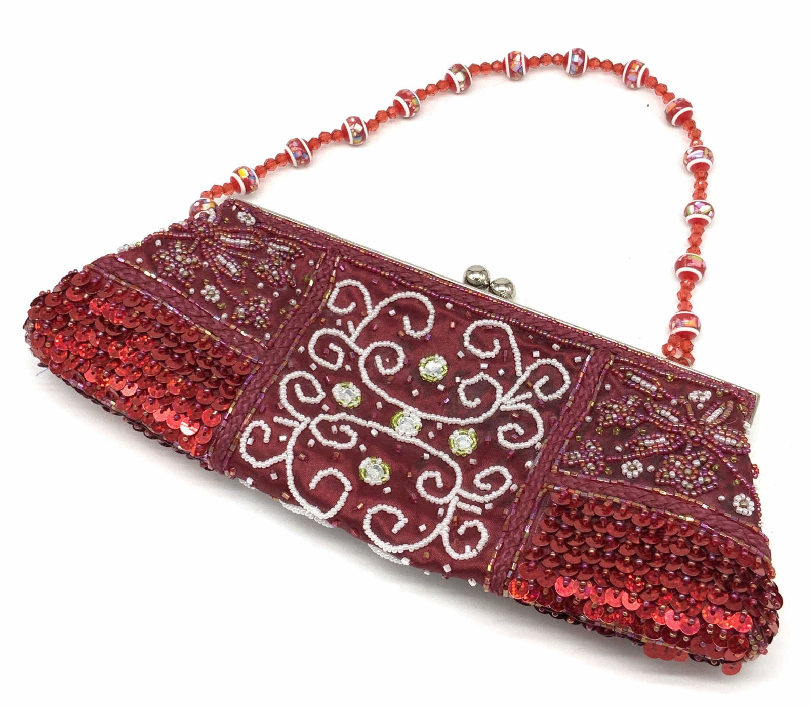 Vintage Seed Bead & Sequins Floral Purse (1 of 11)