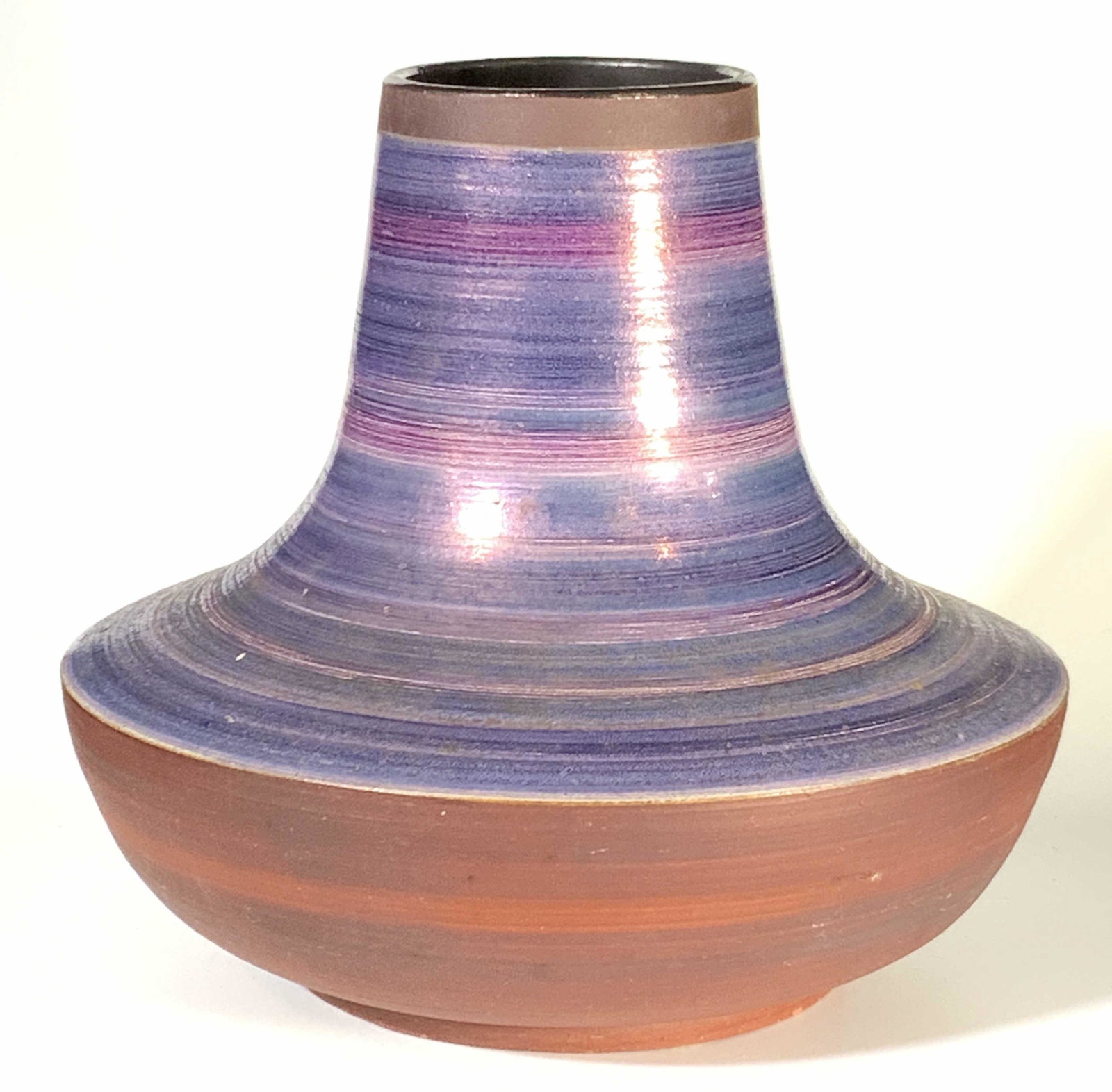 Artist Signed Purple Ceramic Vessel (1 of 9)