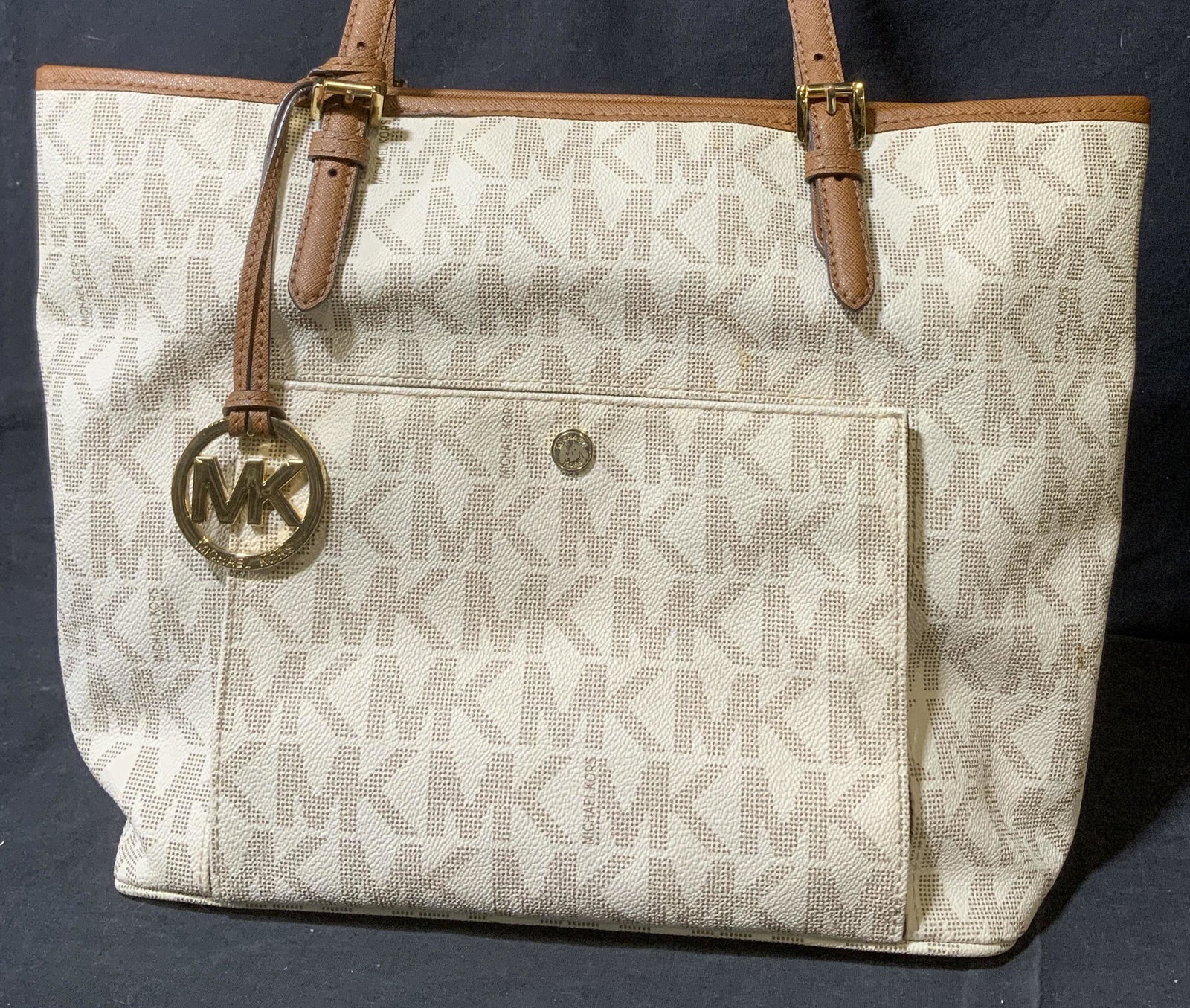 MICHAEL KORS Logo Monogram Leather Hans Bag (1 of 15)