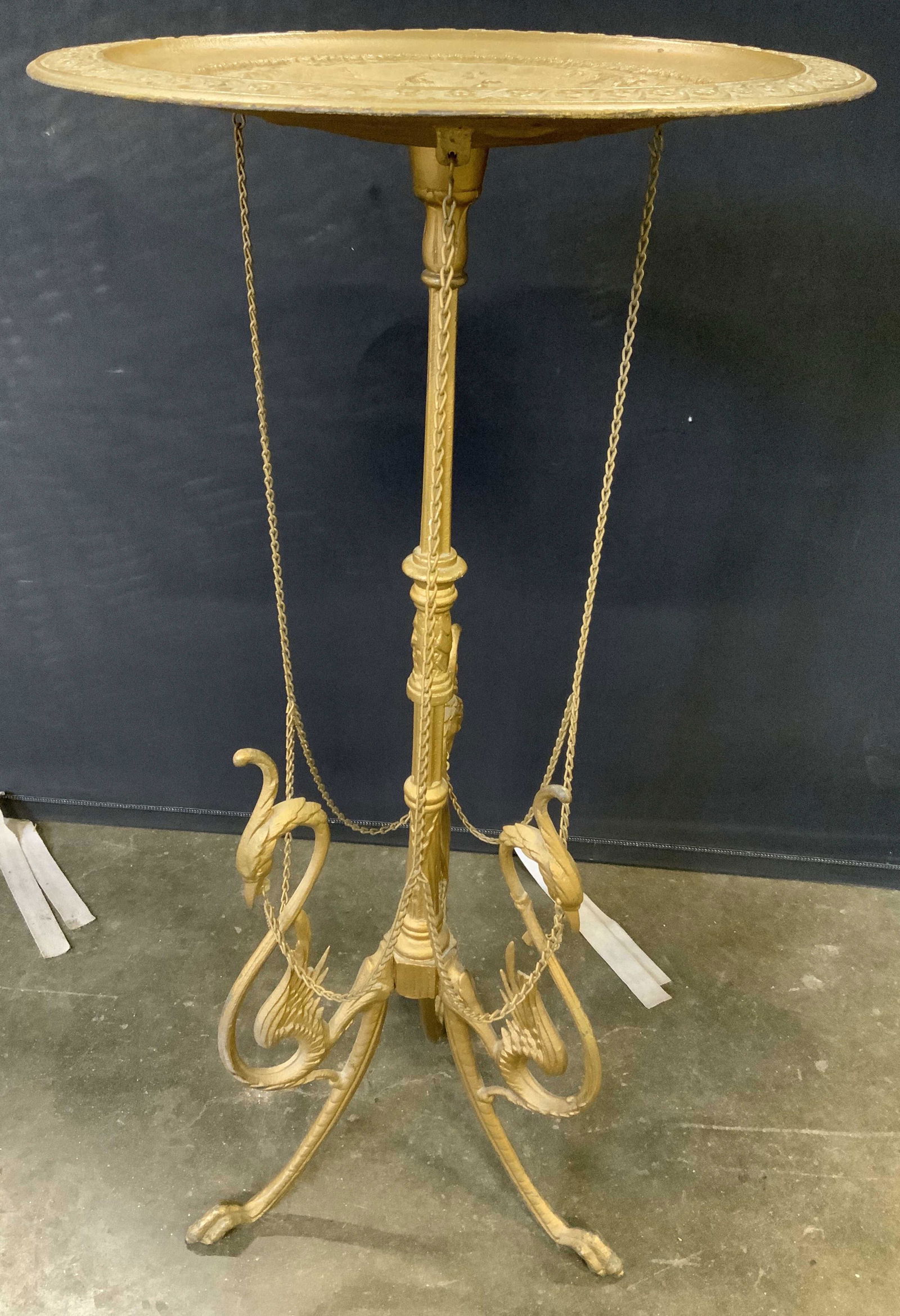Vintage Gilded Cast Iron Pedestal Table (1 of 9)
